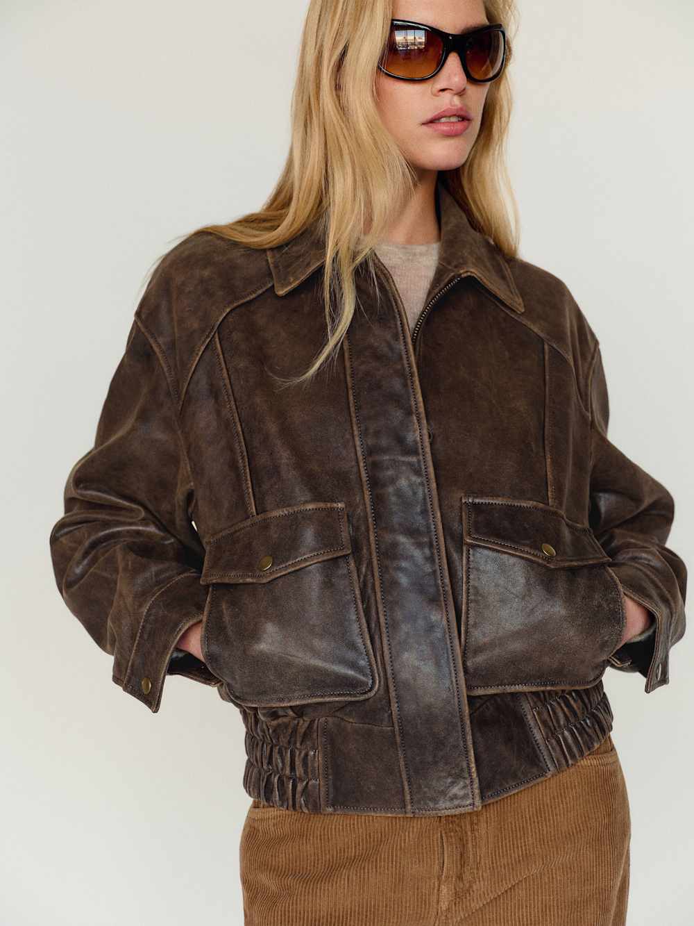 Veda Daphne Leather Bomber