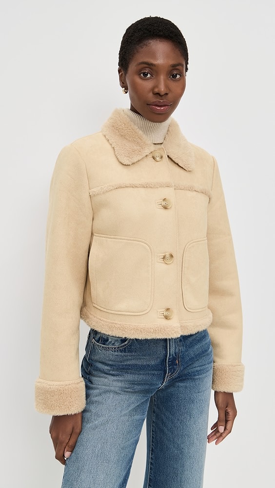 Le Jean Astra Faux Suede Shearling Jacket