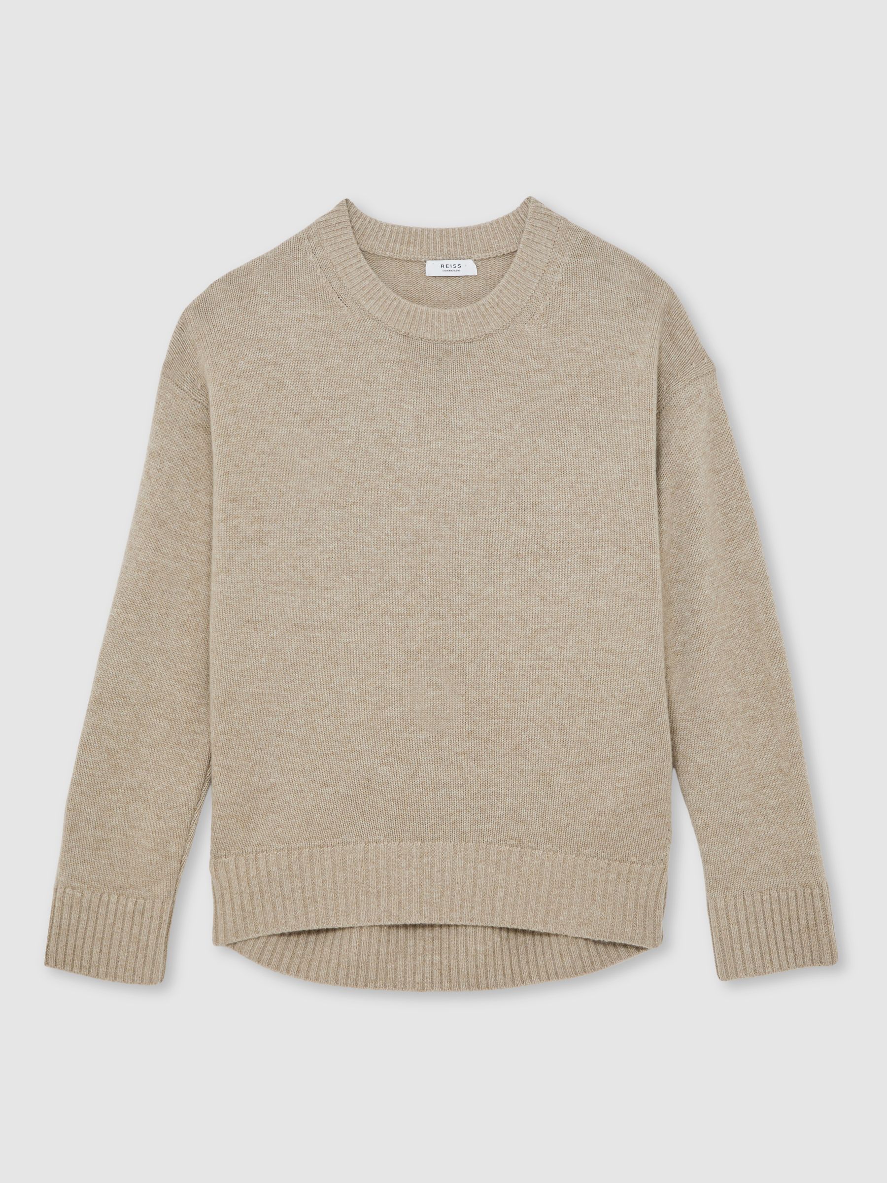 Wool-Cashmere Crew-Neck Jumper in Stone