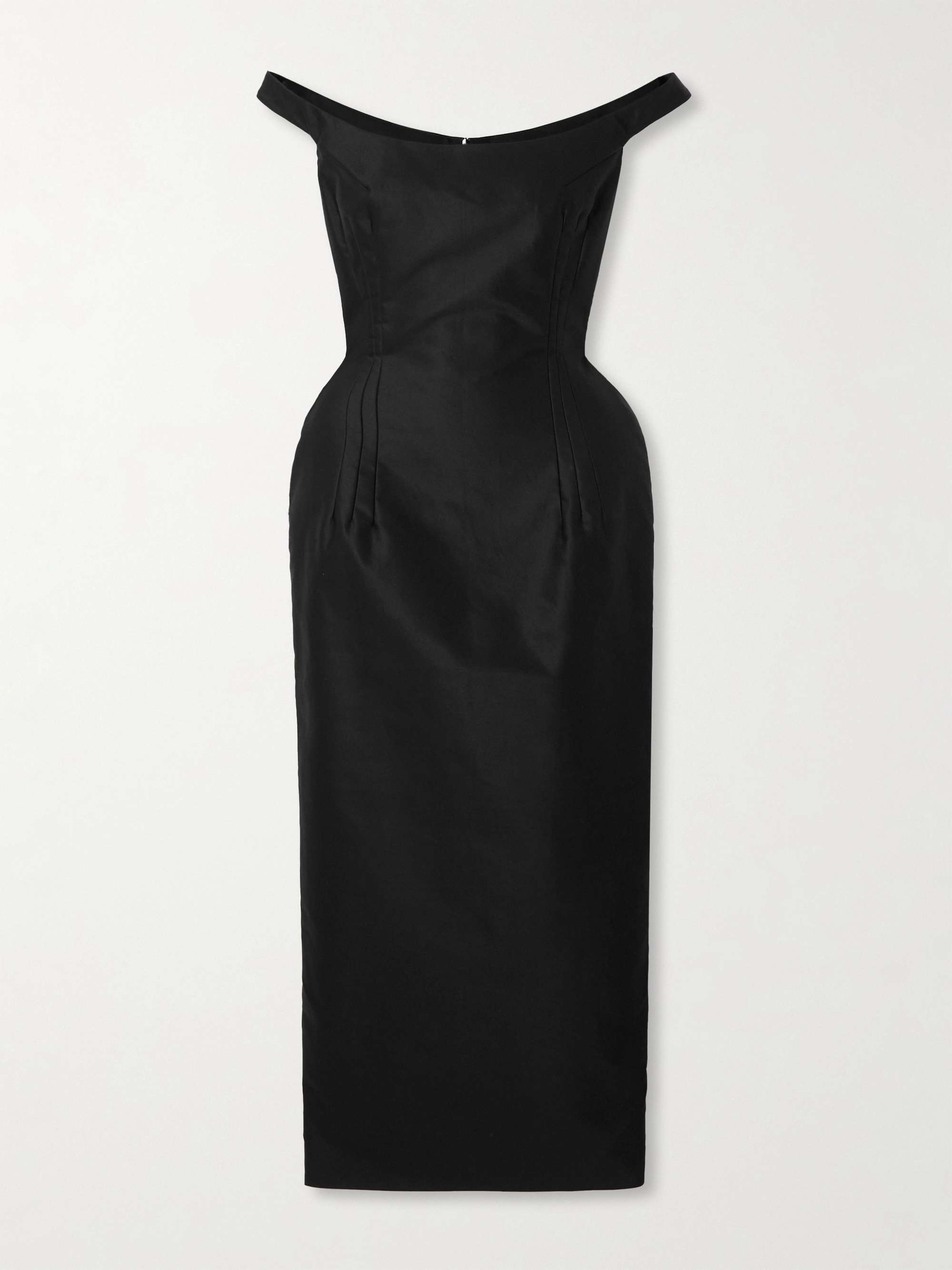 Off-The-Shoulder Cotton-Sateen Midi Dress