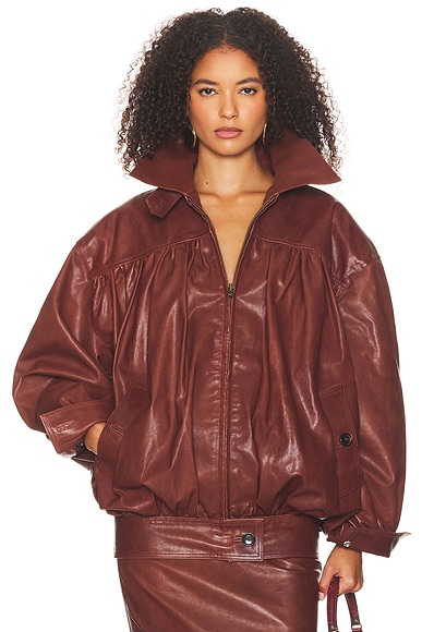 The Shirred Oversized Leather Jacket