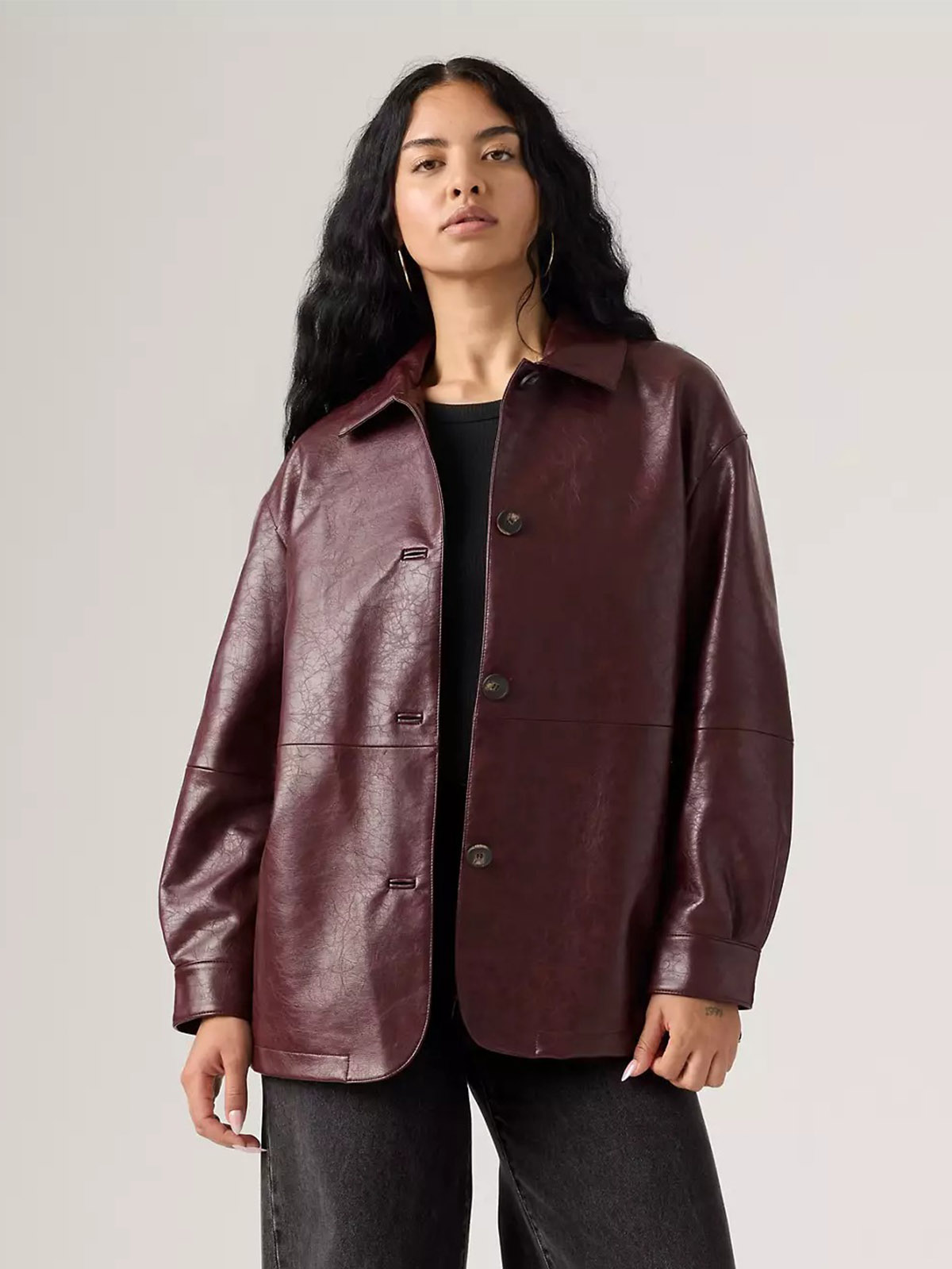 Faux Leather Vintage Blazer