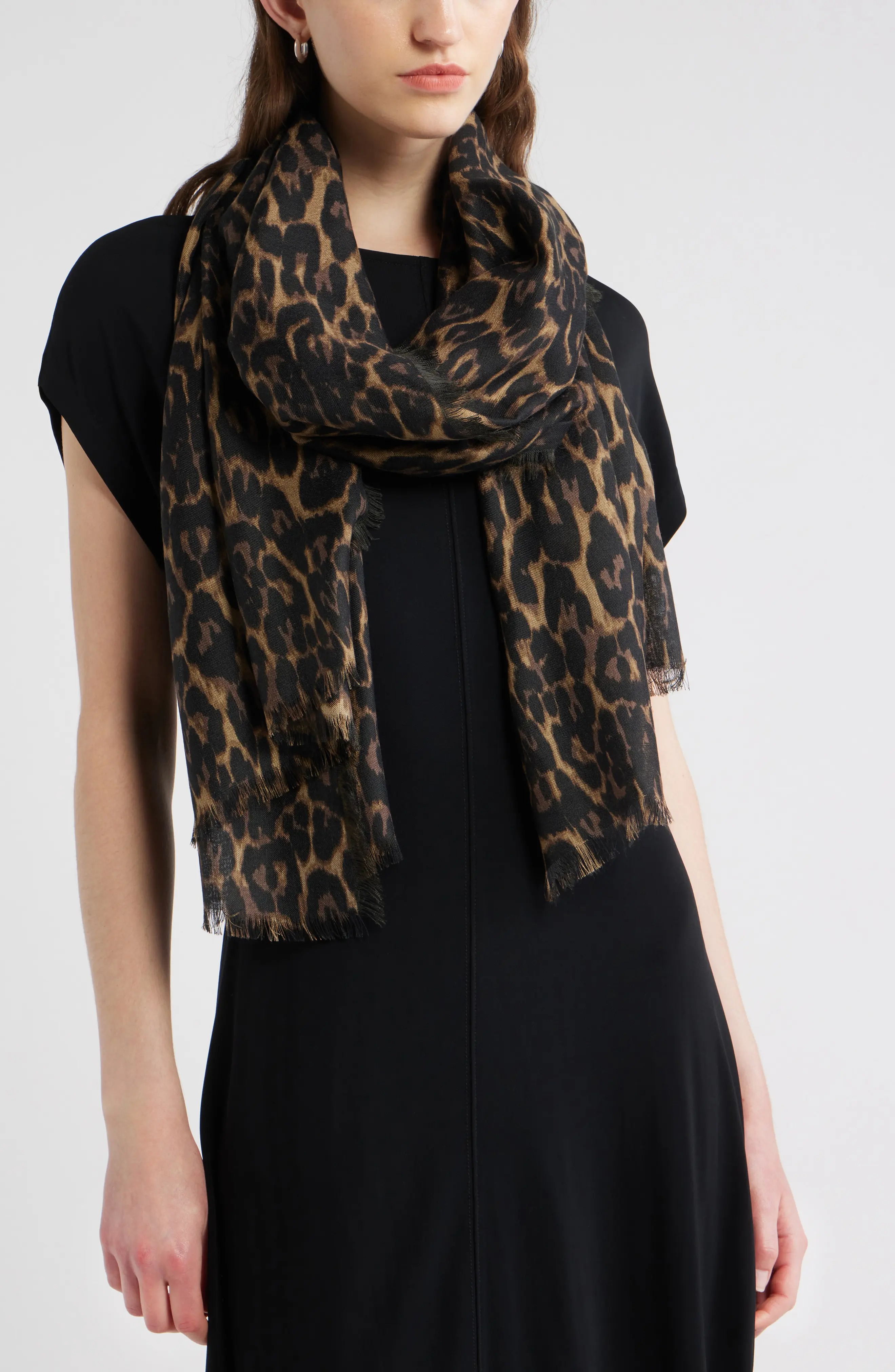 Nordstrom, Eyelash Trim Print Cashmere &amp;amp; Silk Wrap