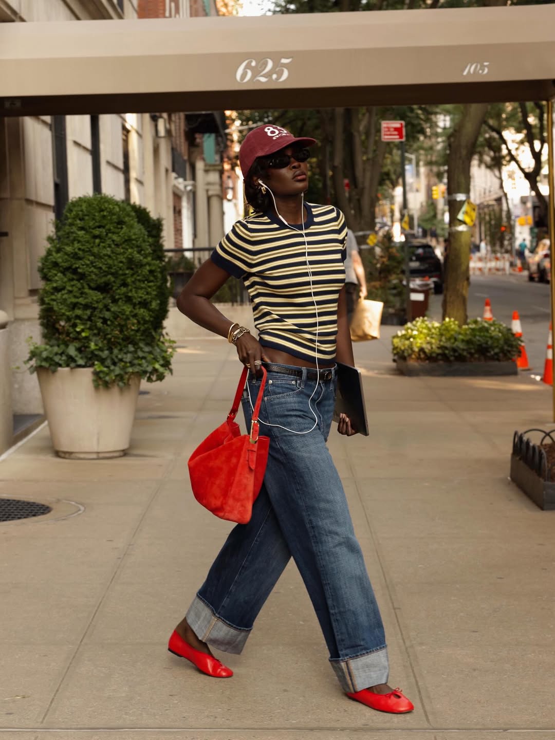 Amy Lefevre in stripes.