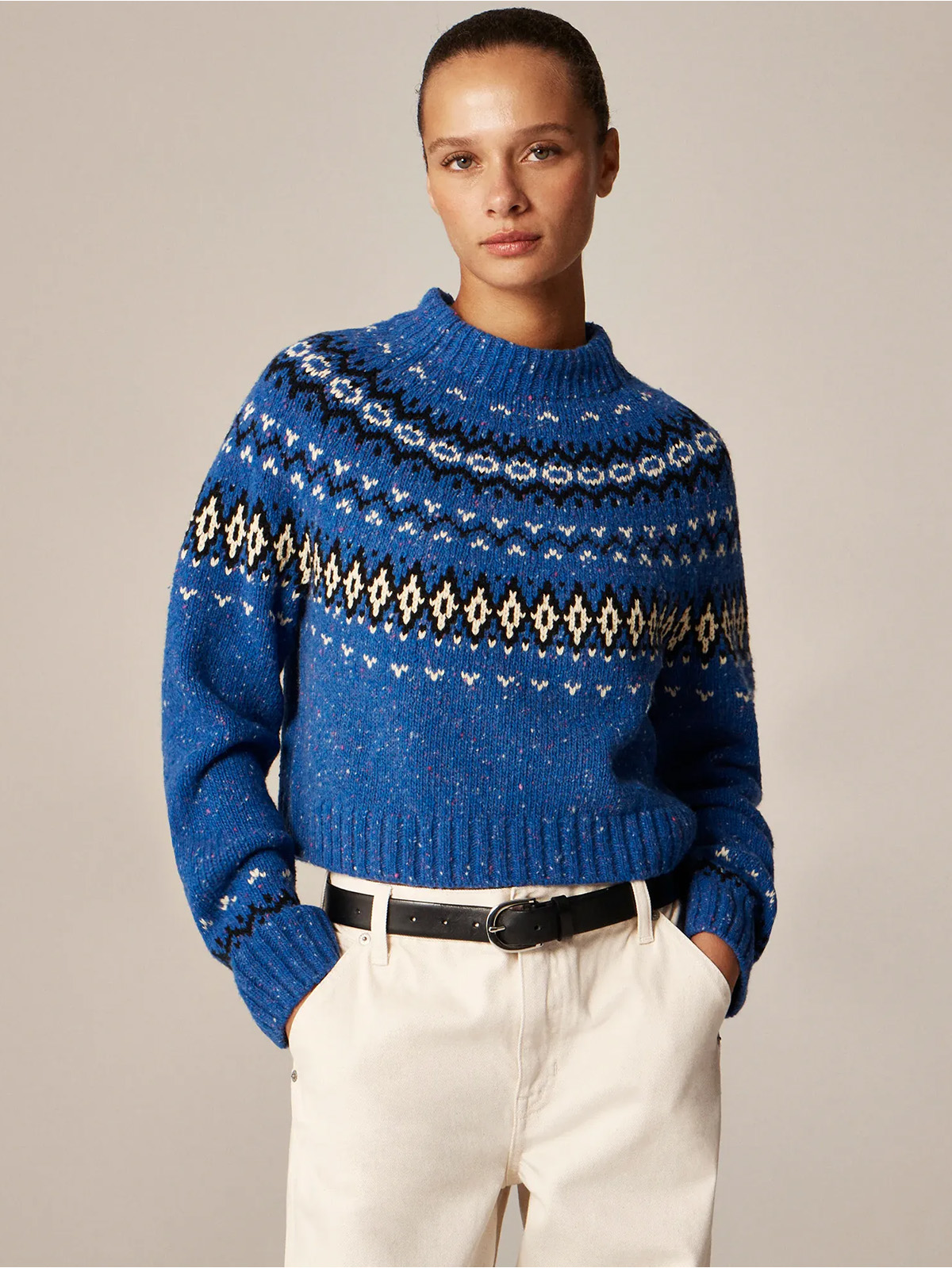 Fair Isle Wide-Mockneck Sweater