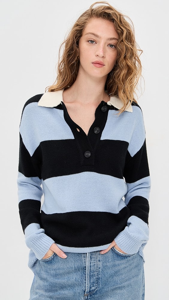 Moon River Striped Collar Pullover Sweater