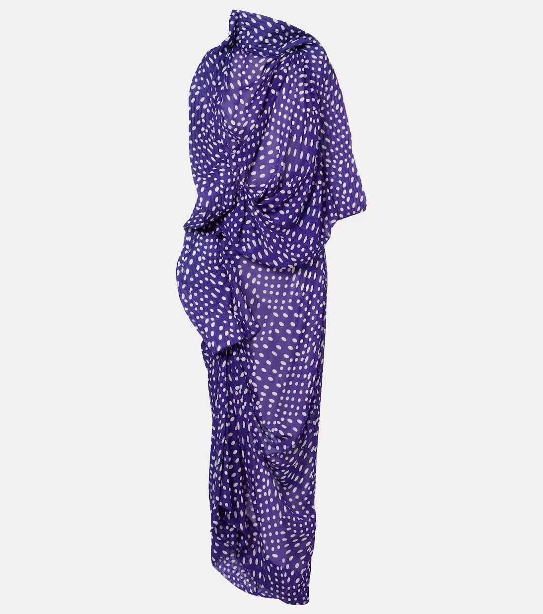 Dries Van Noten, Draped Polka-Dot Satin Midi Dress