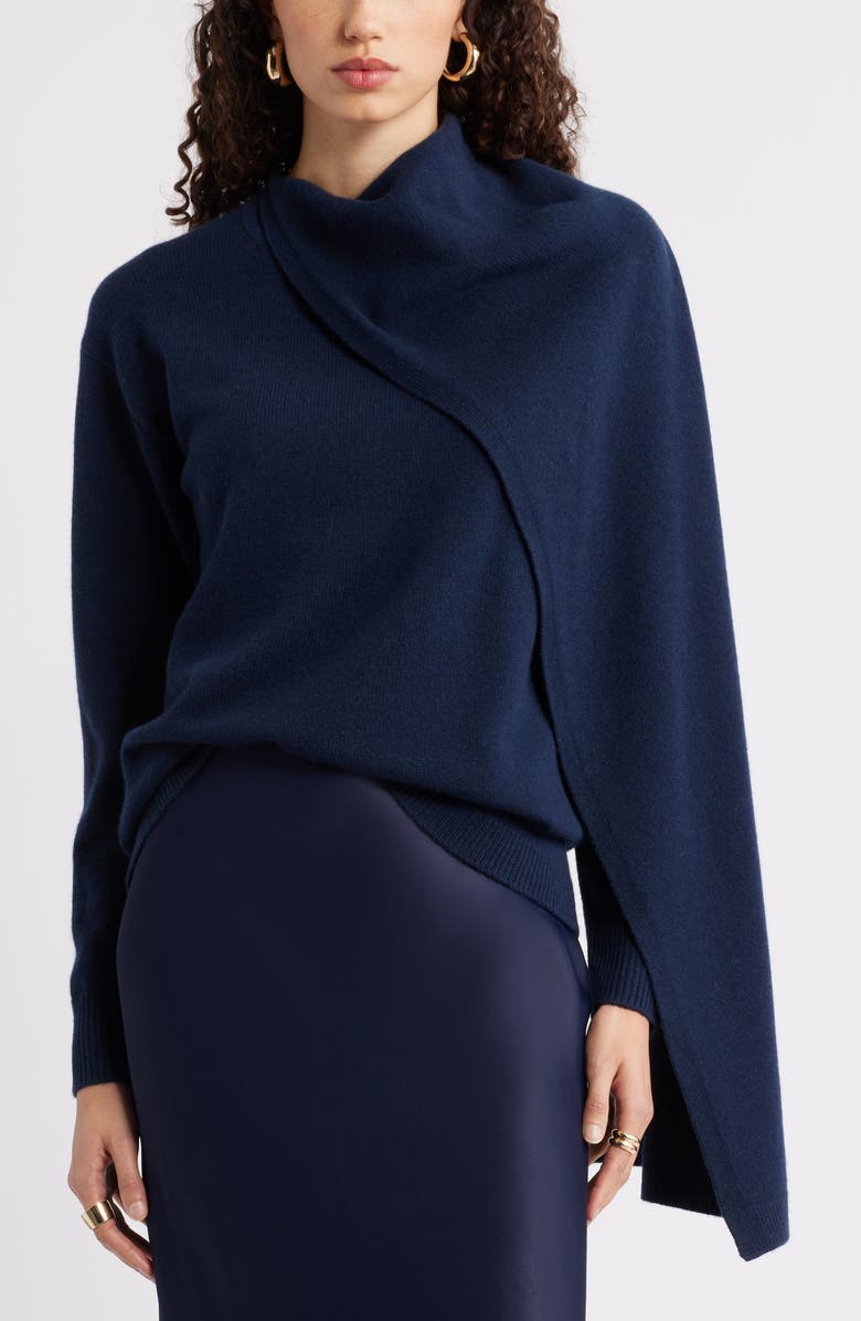 Scarf Collar Wool &amp;amp; Cashmere Sweater