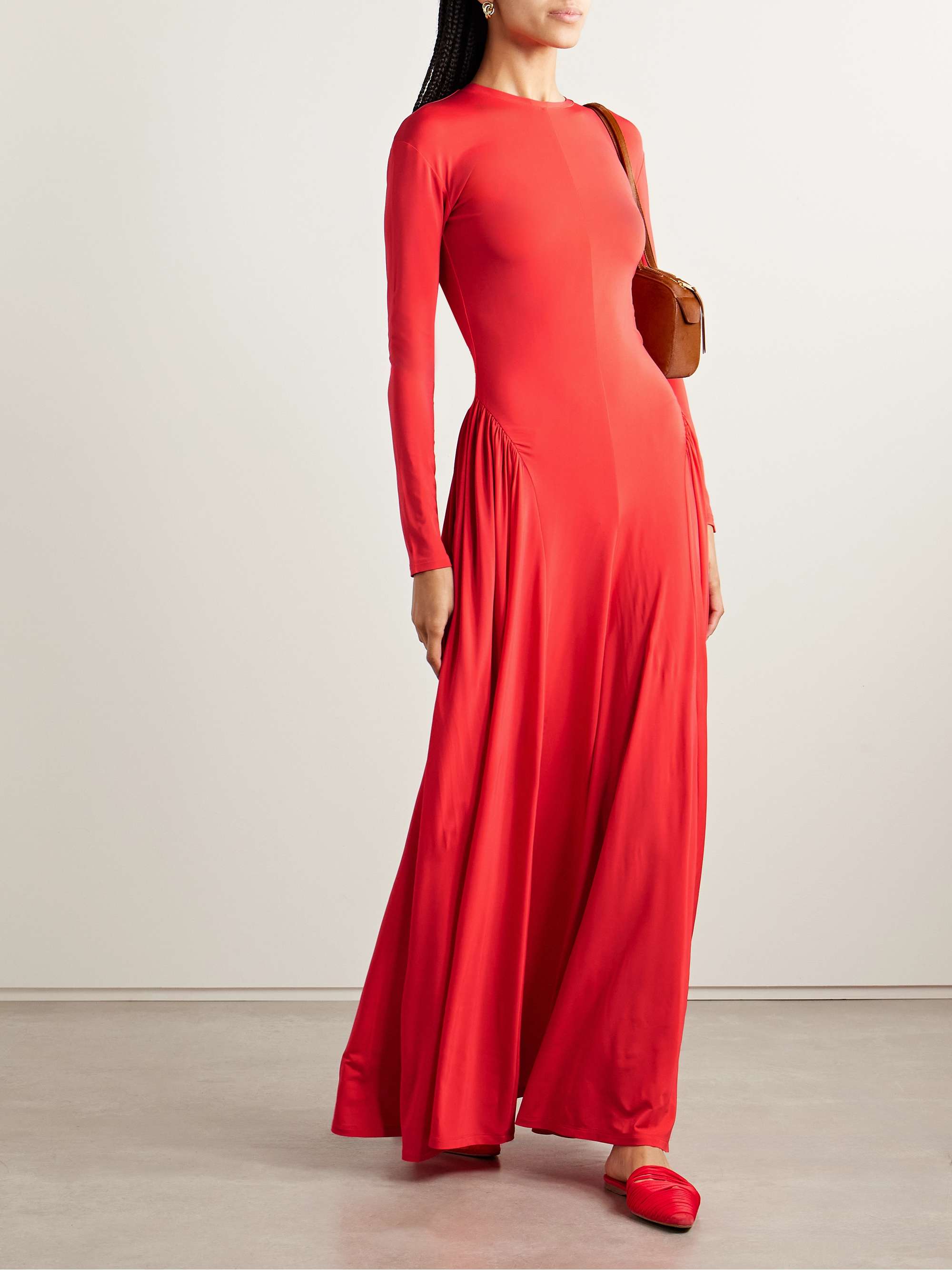 Orea Gathered Stretch-Jersey Maxi Dress