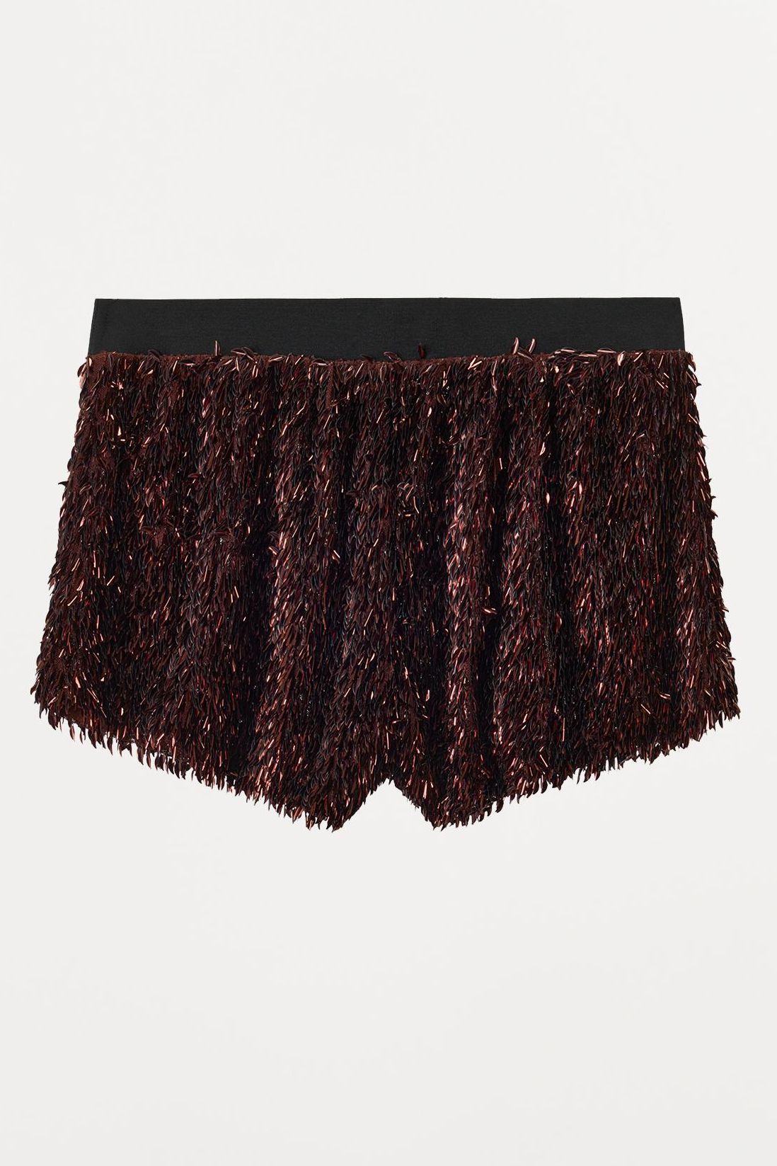 Contrast Waist Sequin Shorts