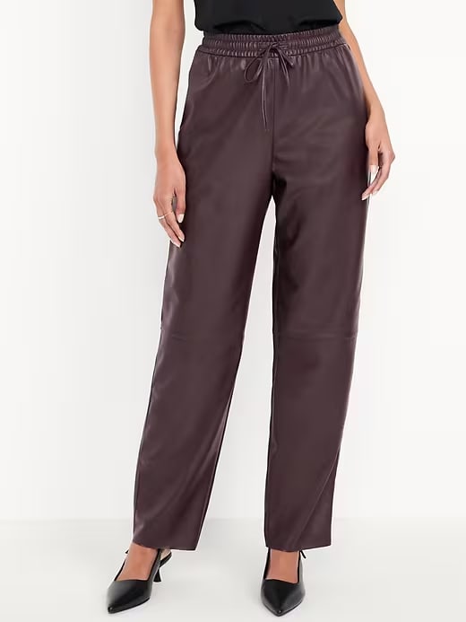 High-Waisted Billie Faux-Leather Ankle Trouser