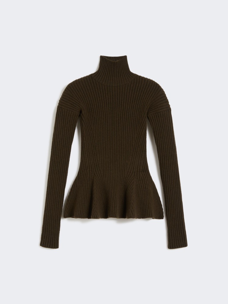 Max Mara US, Wool and Cashmere Peplum Turtleneck - Bolsena1234