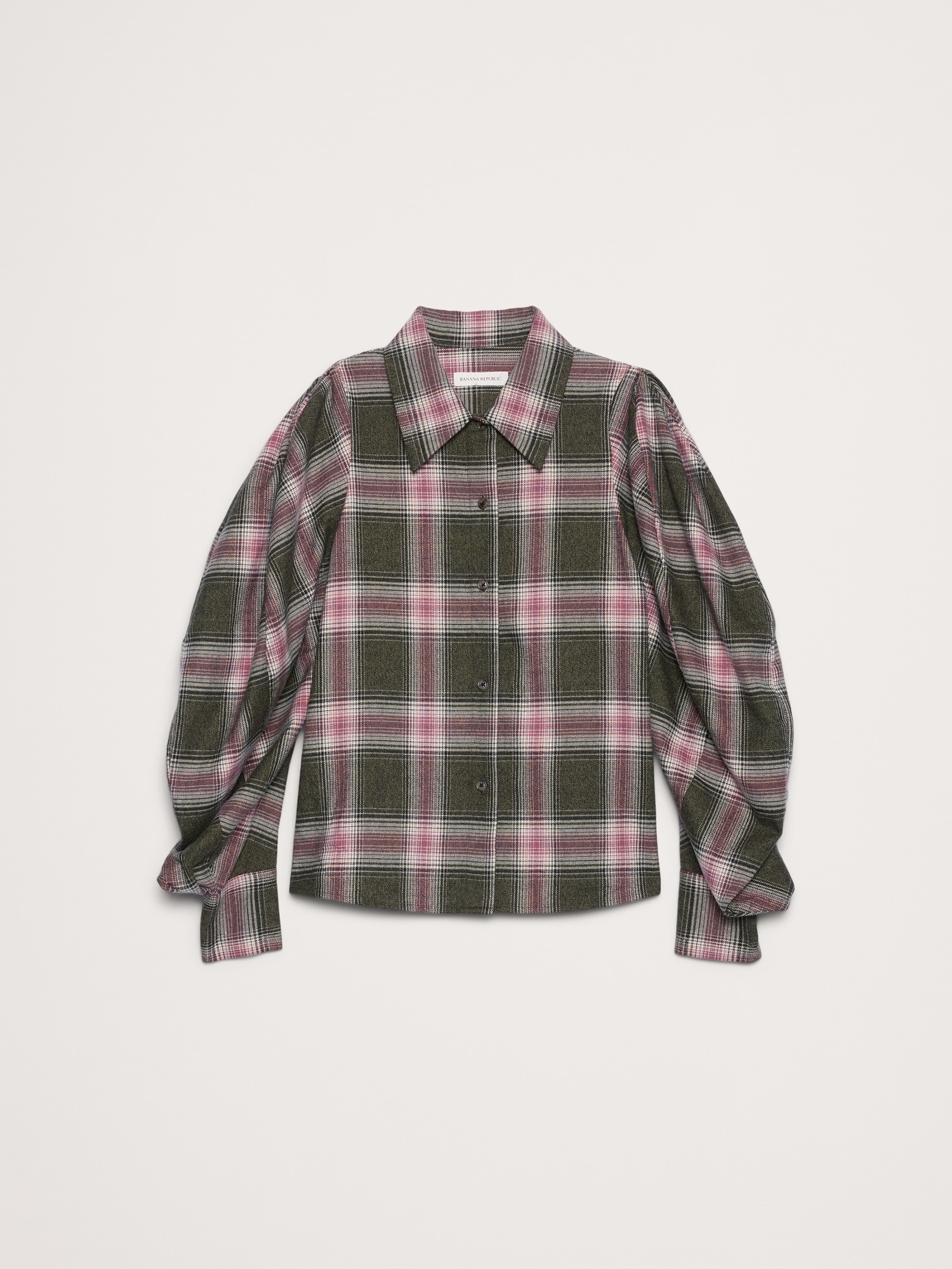 Flannel Volume-Sleeve Shirt