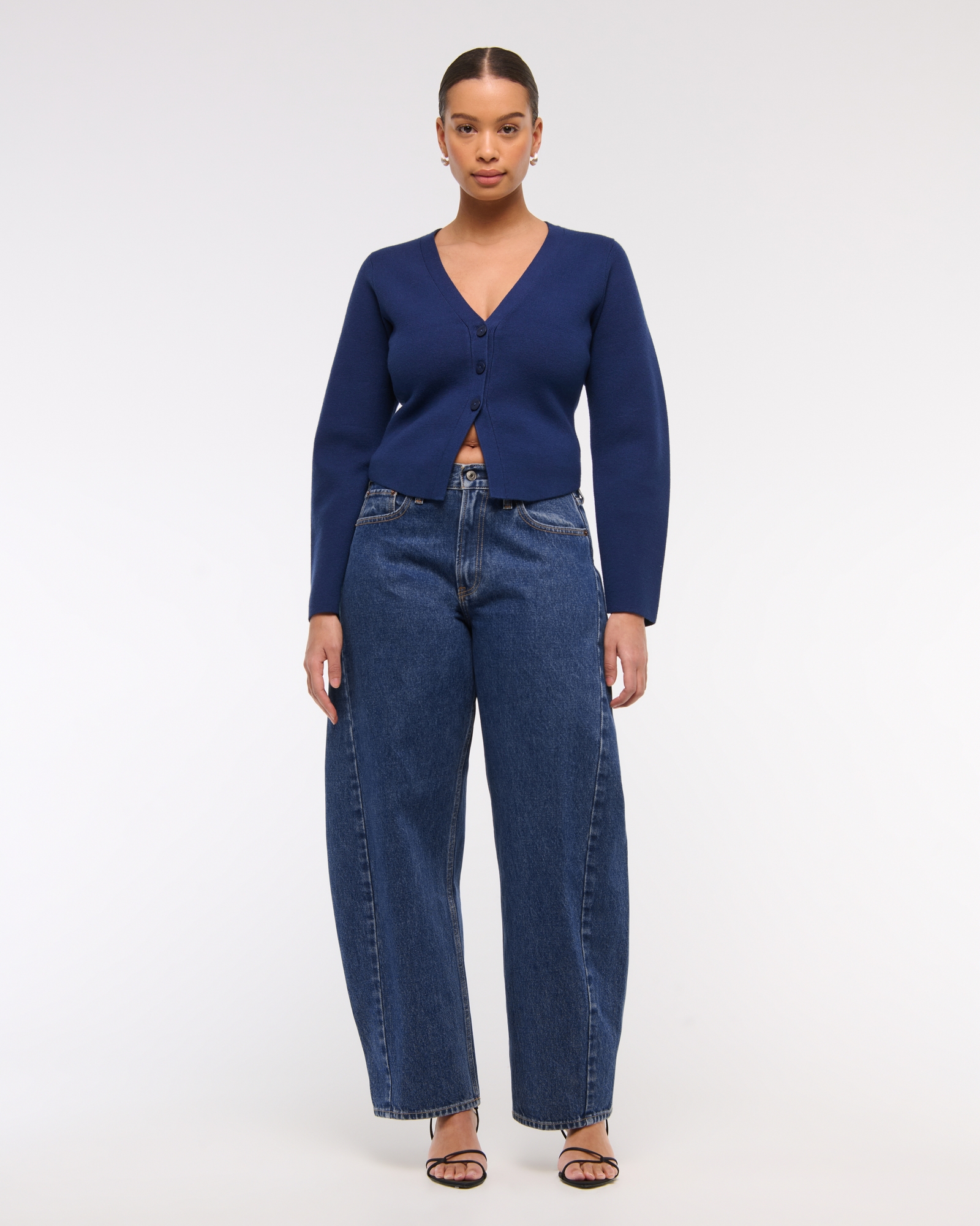 Abercrombie &amp;amp; Fitch, Curve Love Mid Rise Barrel Jeans