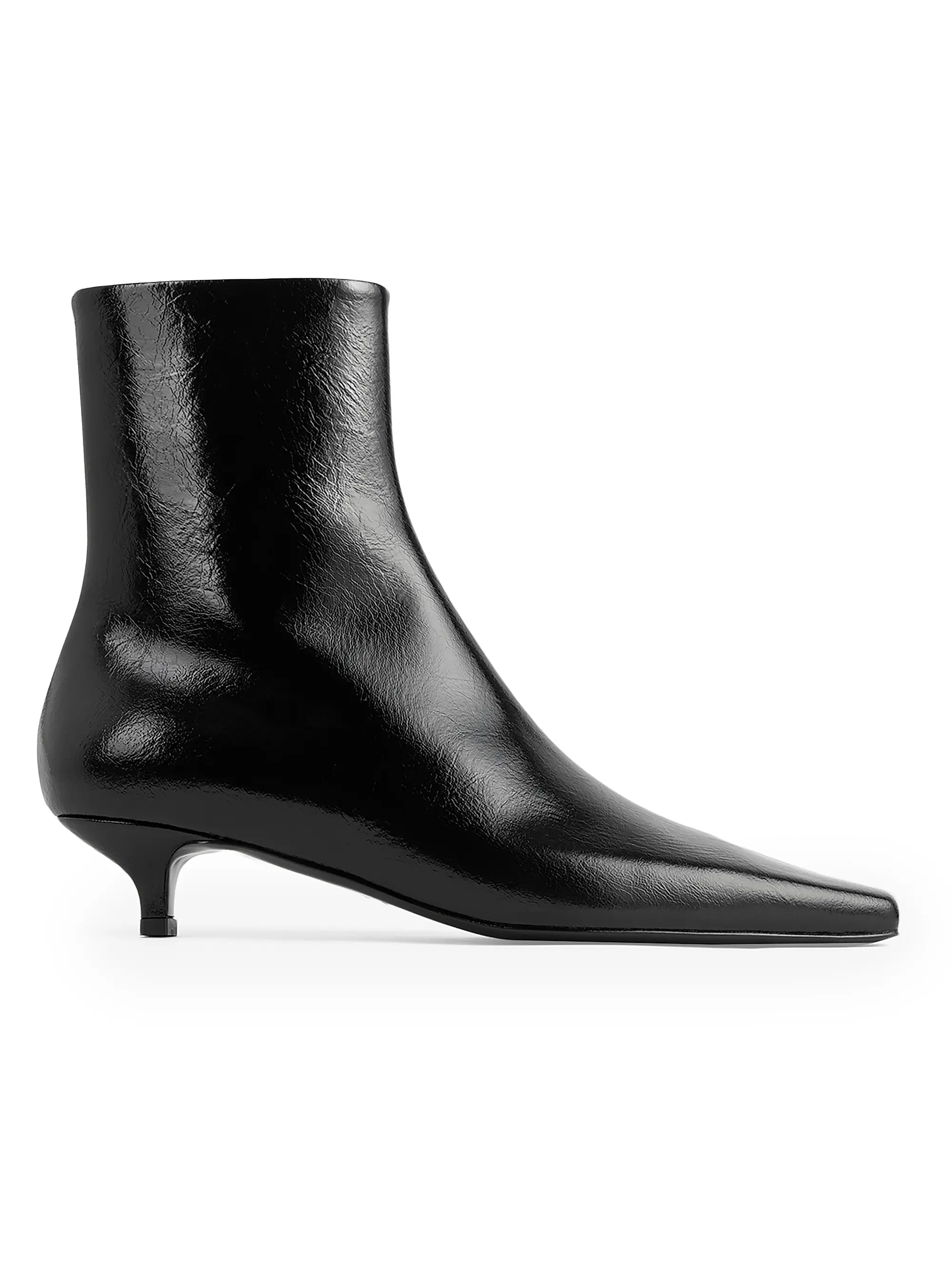 Slim Glossy Leather Ankle Boots