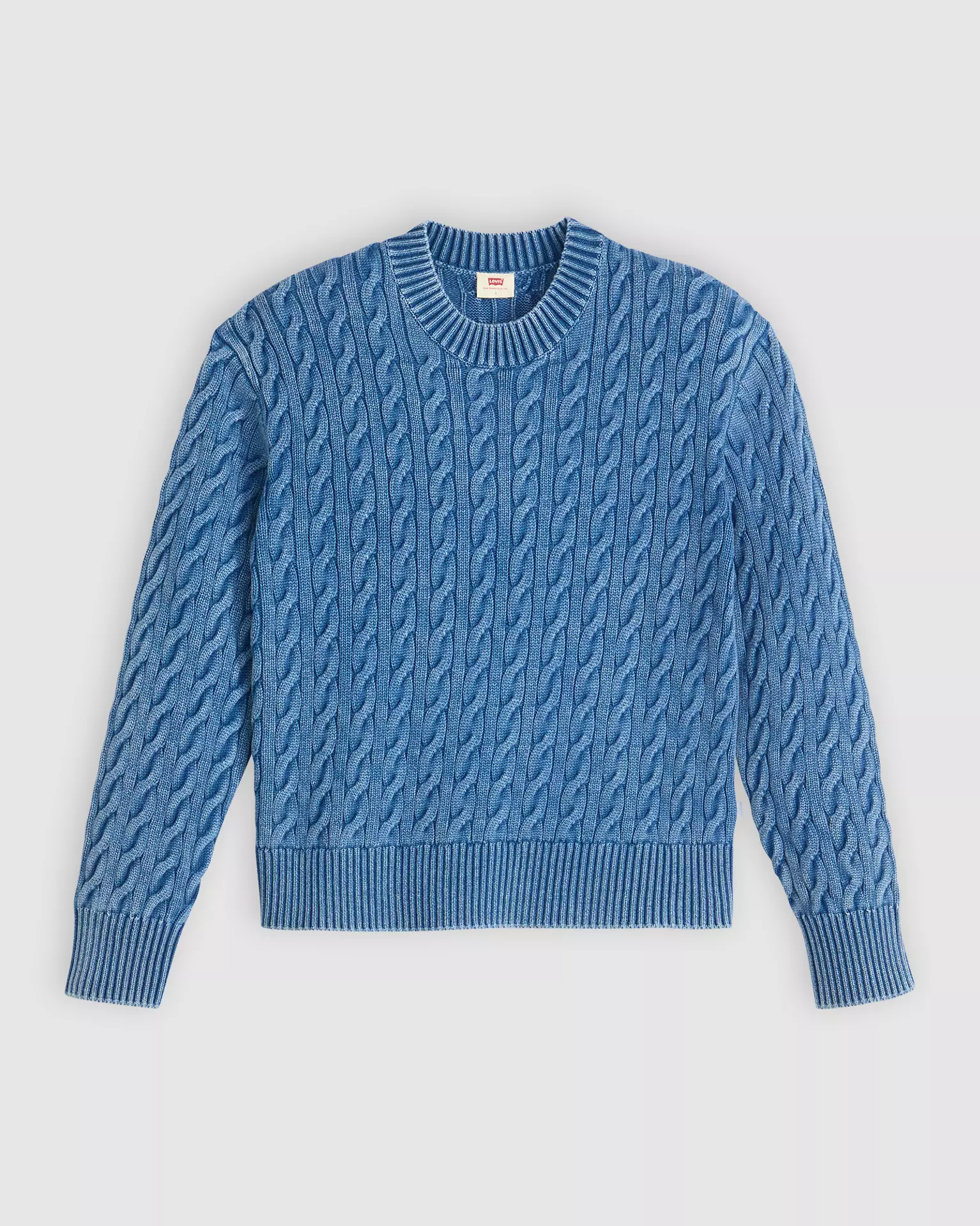 Levi's, Boyfriend Cable Crewneck Pullover in Indigo Blue