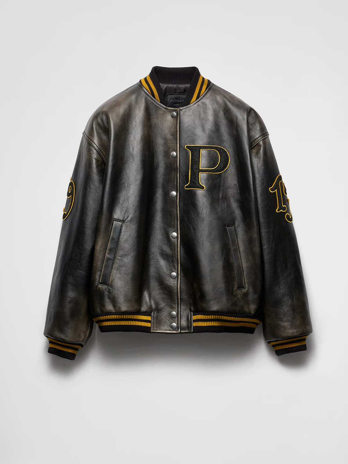 Leather Bomber Jacket With Patch