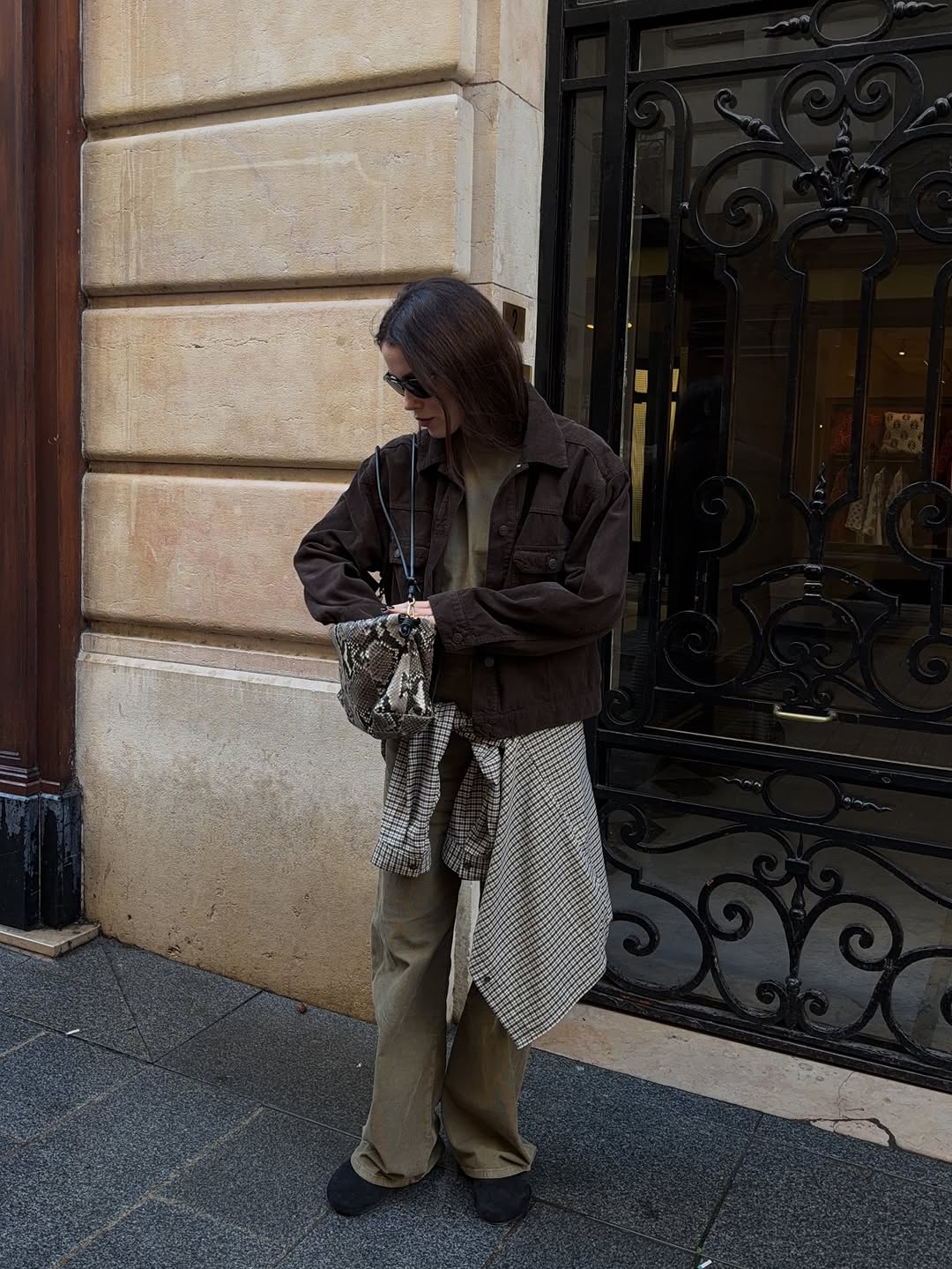 woman wearing clog outfit winter 2025