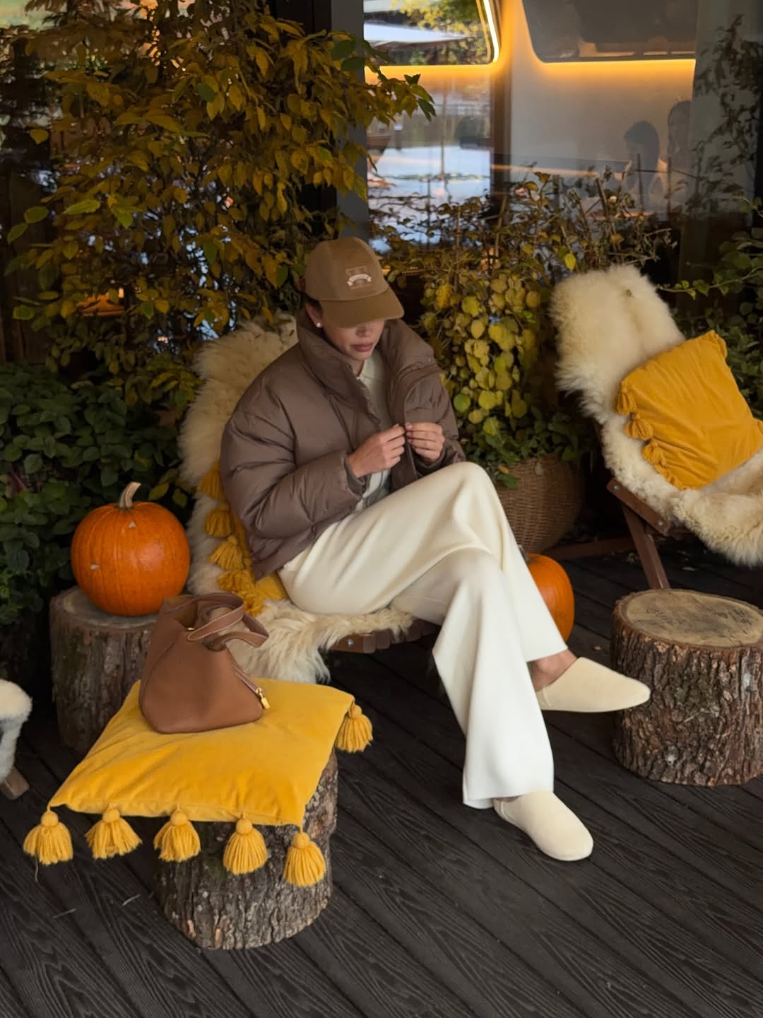 woman wearing clog outfit winter 2025