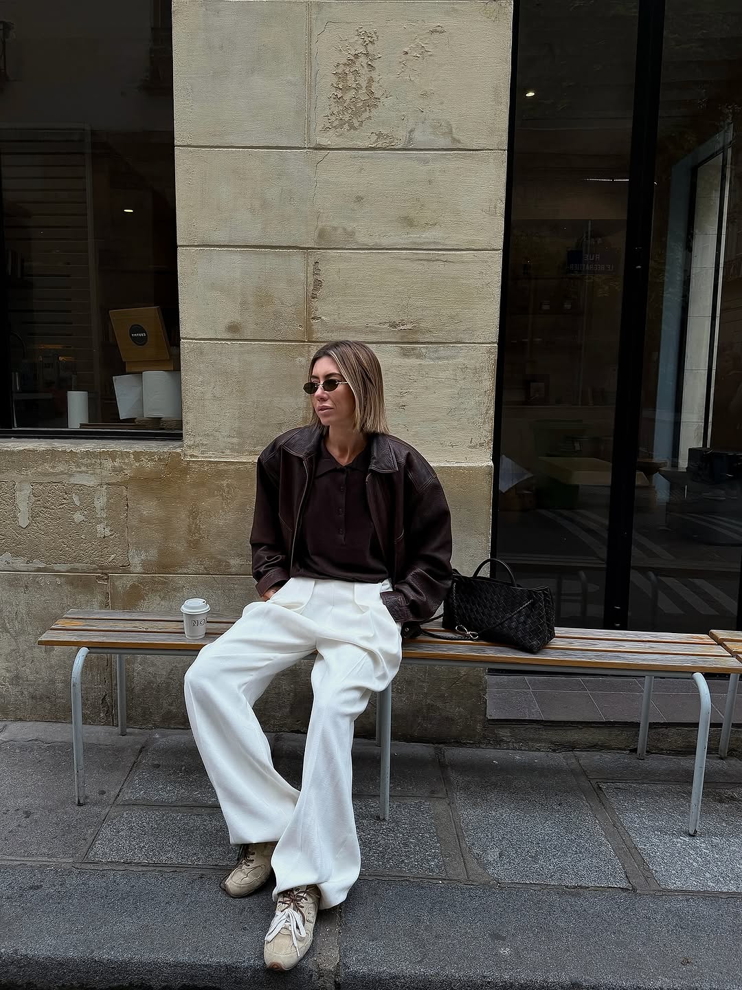 woman wearing winter sneaker outfit 2025