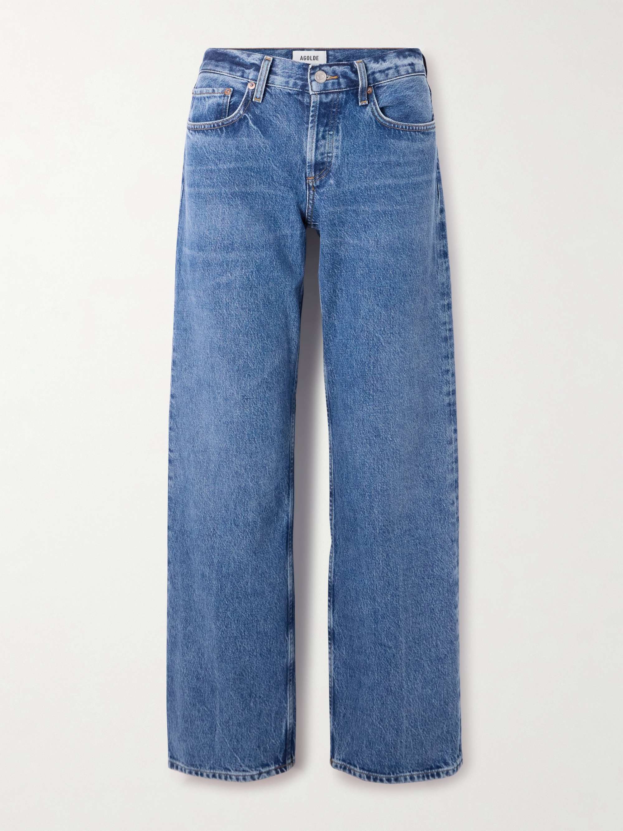 Low-Rise Loose Distressed Straight-Leg Jeans