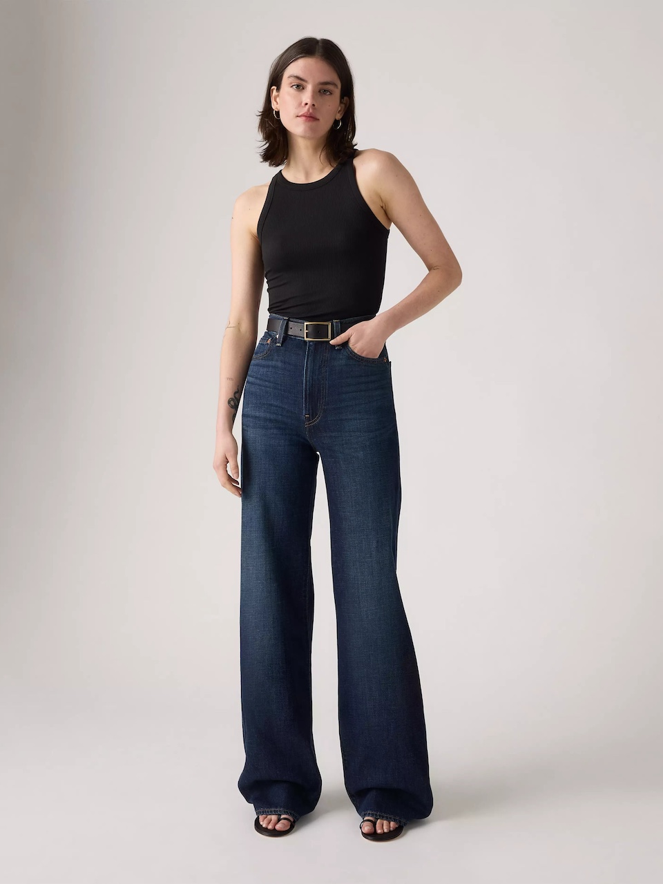 Levi's, Ribcage Wide-Leg Linen+ Denim Jeans