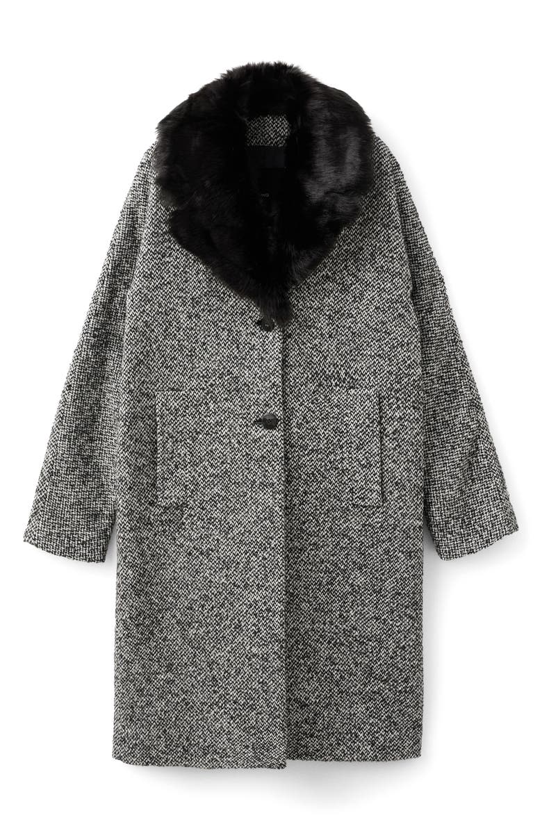 Mottled Coat With Faux Fur Collar
