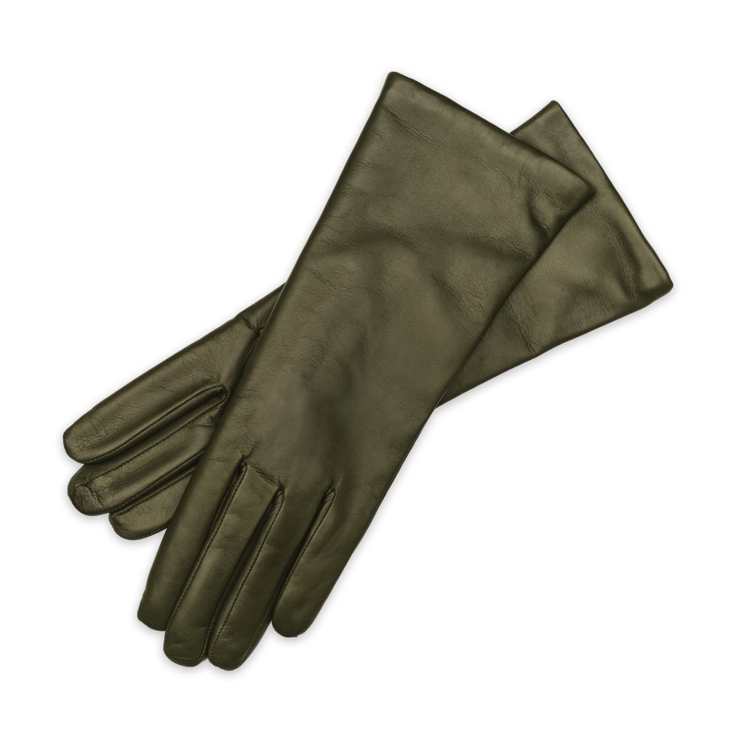 Marsala, Minimalist Leather Gloves In Verde