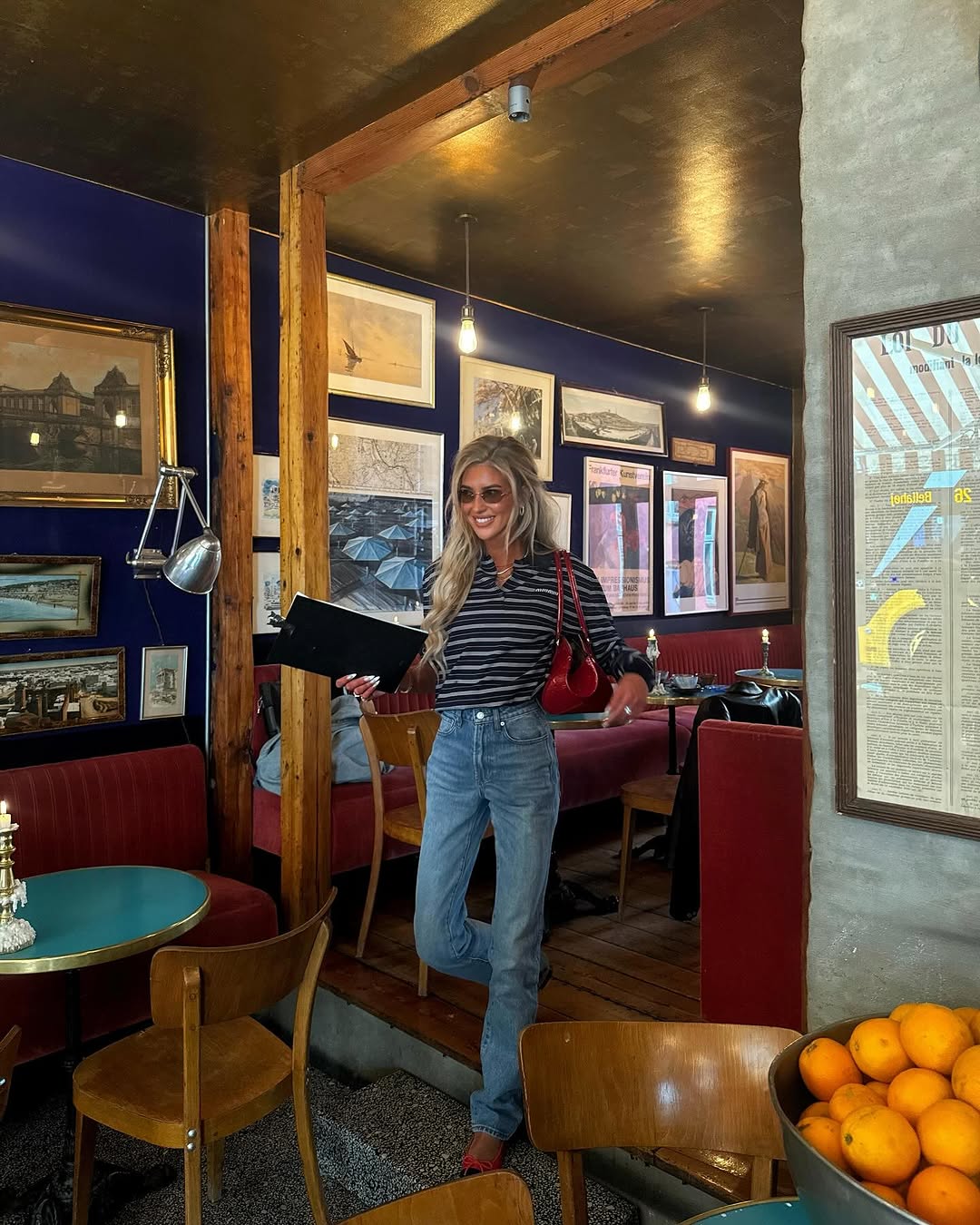 woman wearing cigarette jeans trend 2025