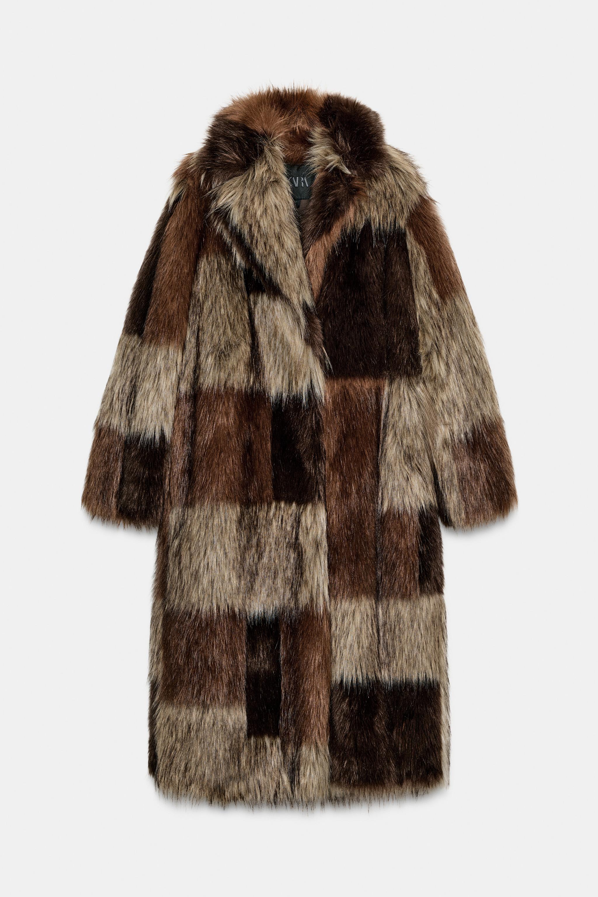 Patchwork Faux Fur Coat Zw Collection Limited Edition