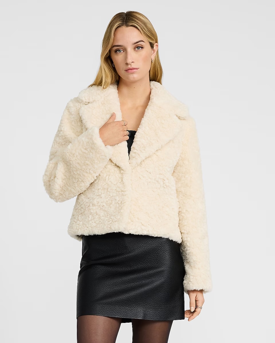 Express, Faux Fur Button Front Coat