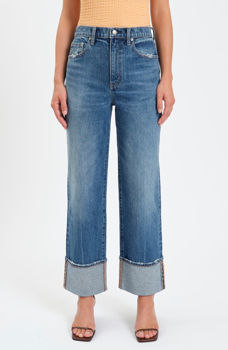 Eastside High Waist Cuff Crop Straight Leg Jeans