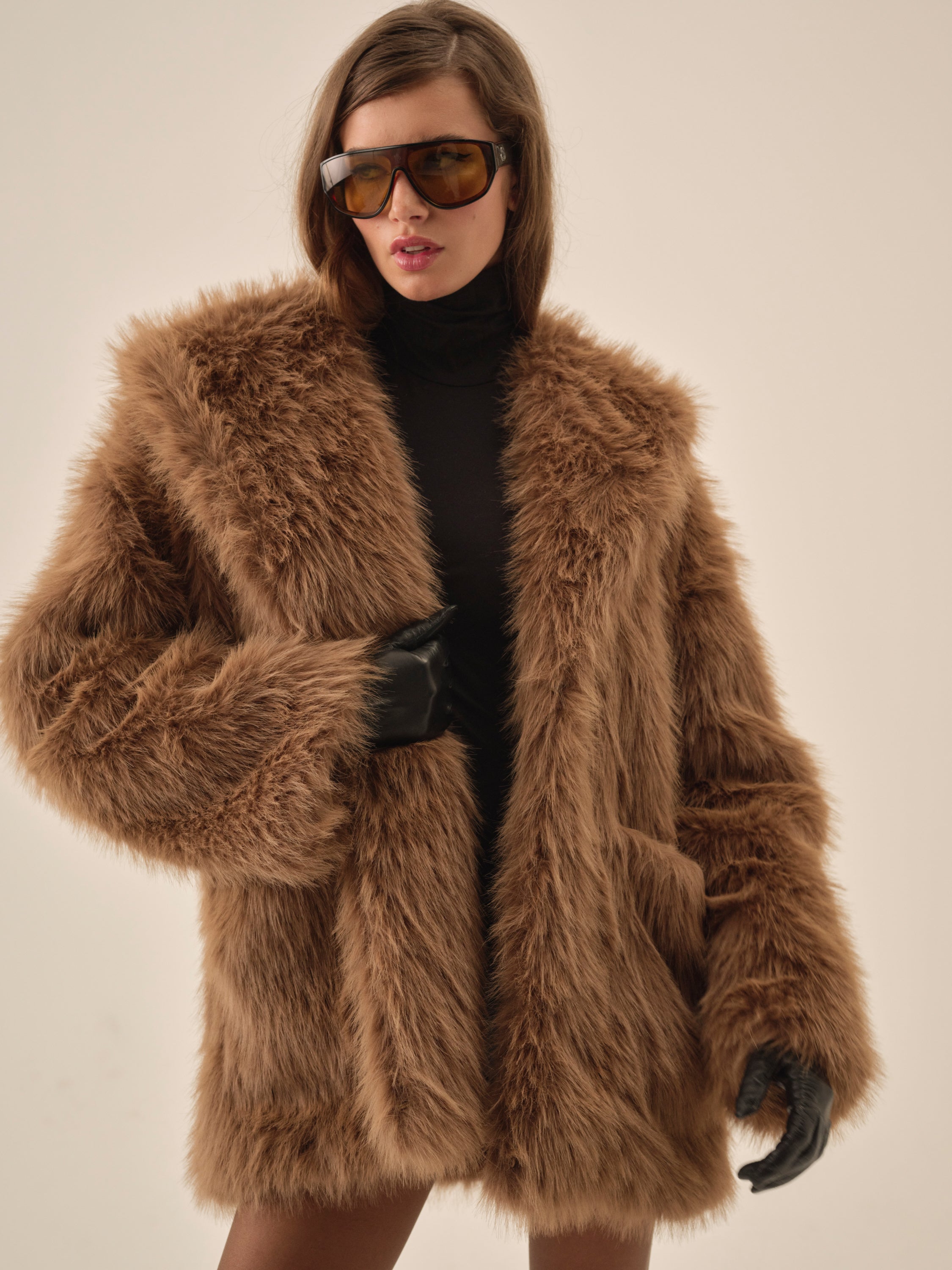Warm Honey Faux Fur Jacket&amp;nbsp; &amp;mdash; Brown