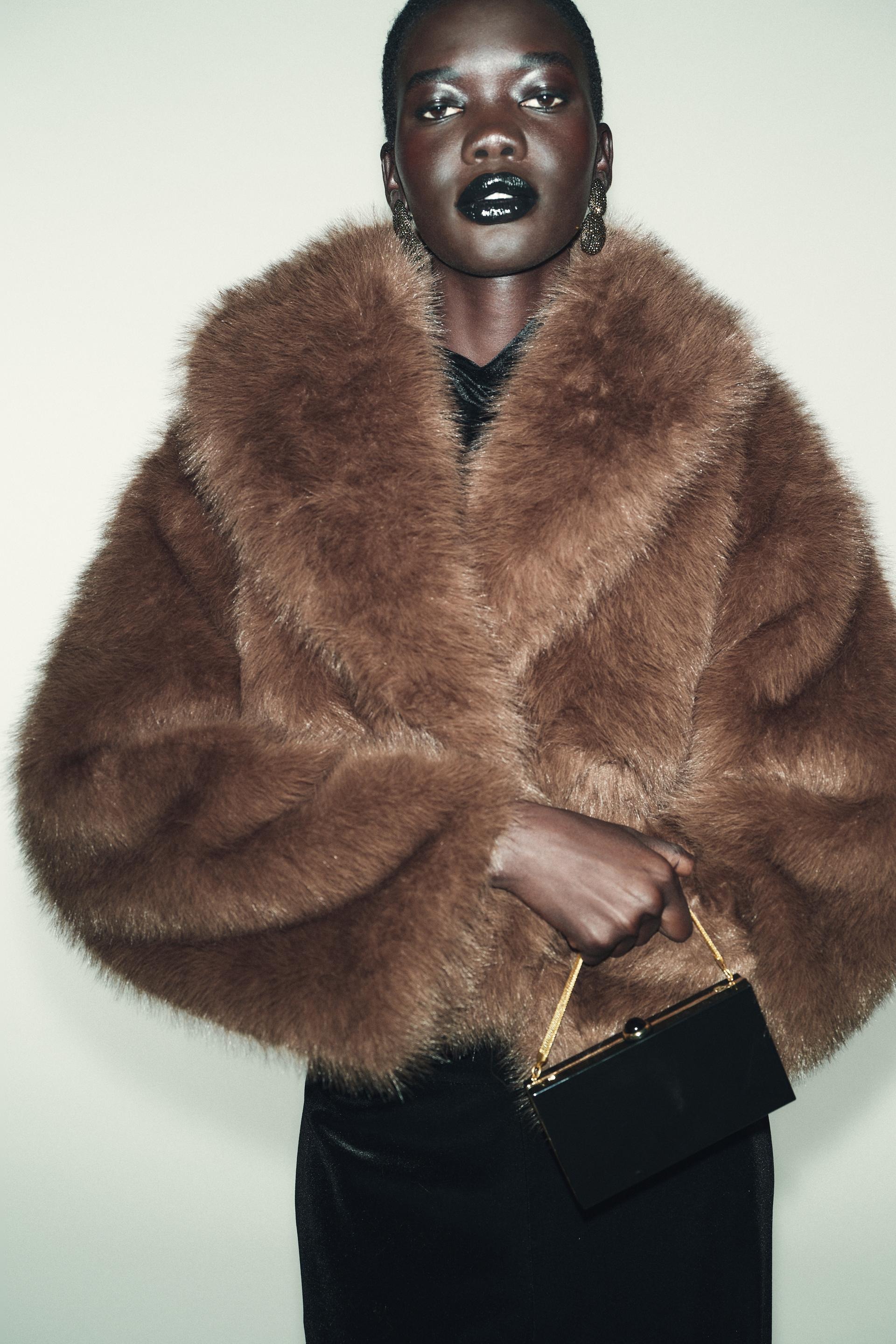 ZARA, Short Faux Fur Coat