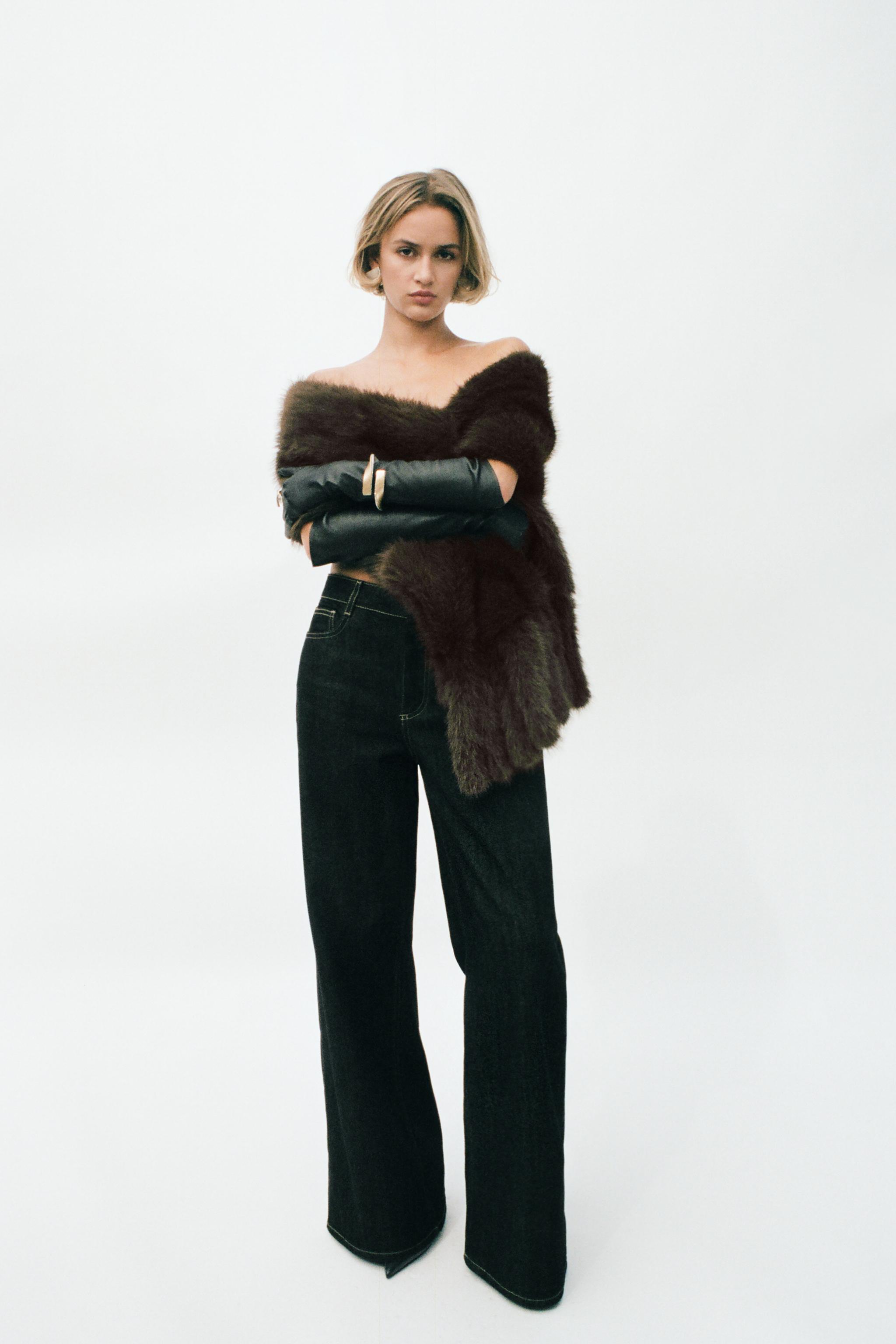 Plain Faux Fur Fringed Scarf