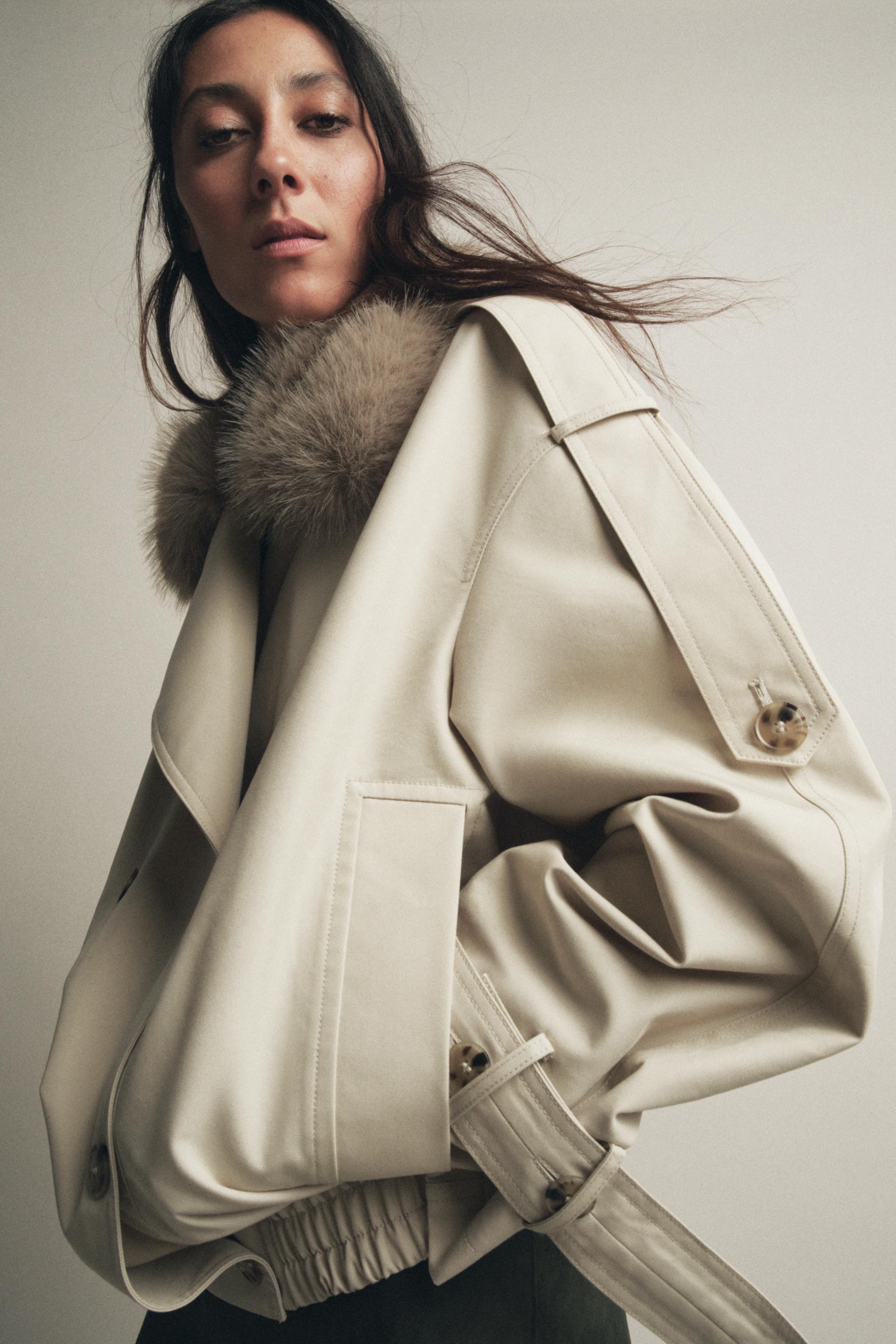 Zw Collection Water Repellent Short Trench Coat