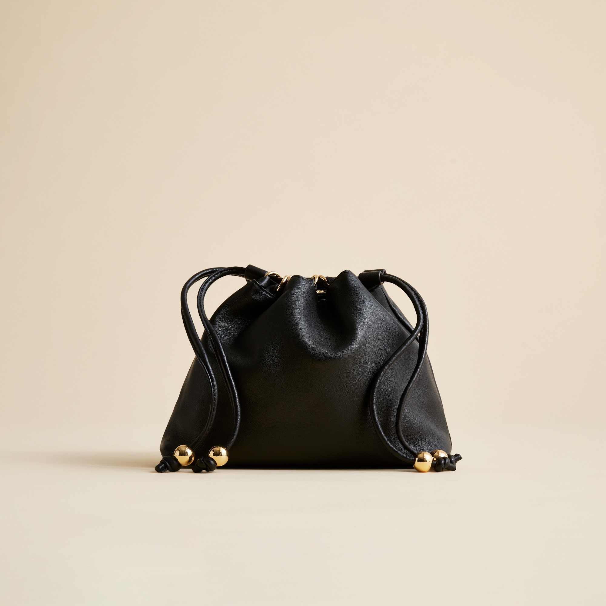 Drawstring Pouch Bag in Leather