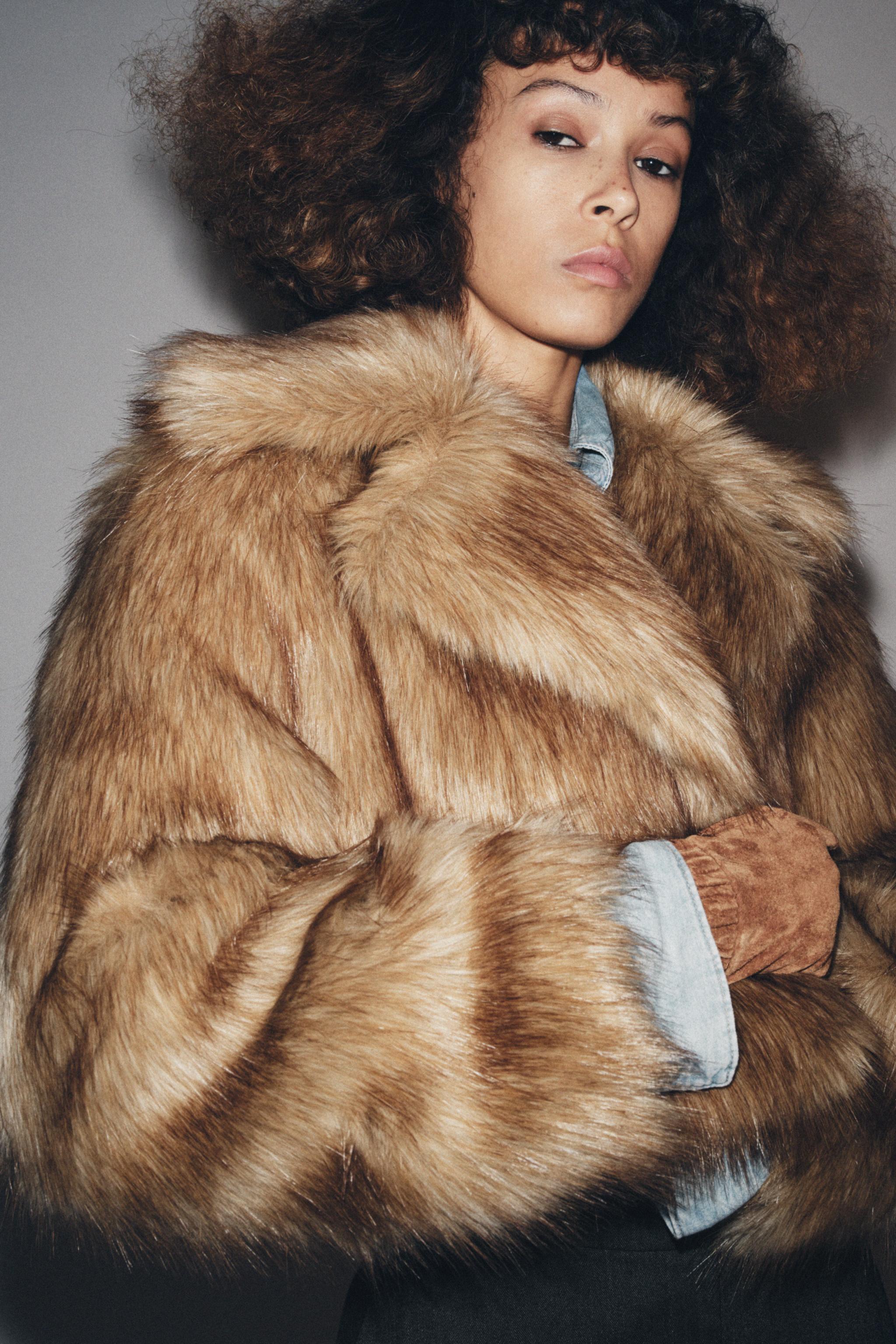 Zw Collection Faux Fur Cropped Jacket