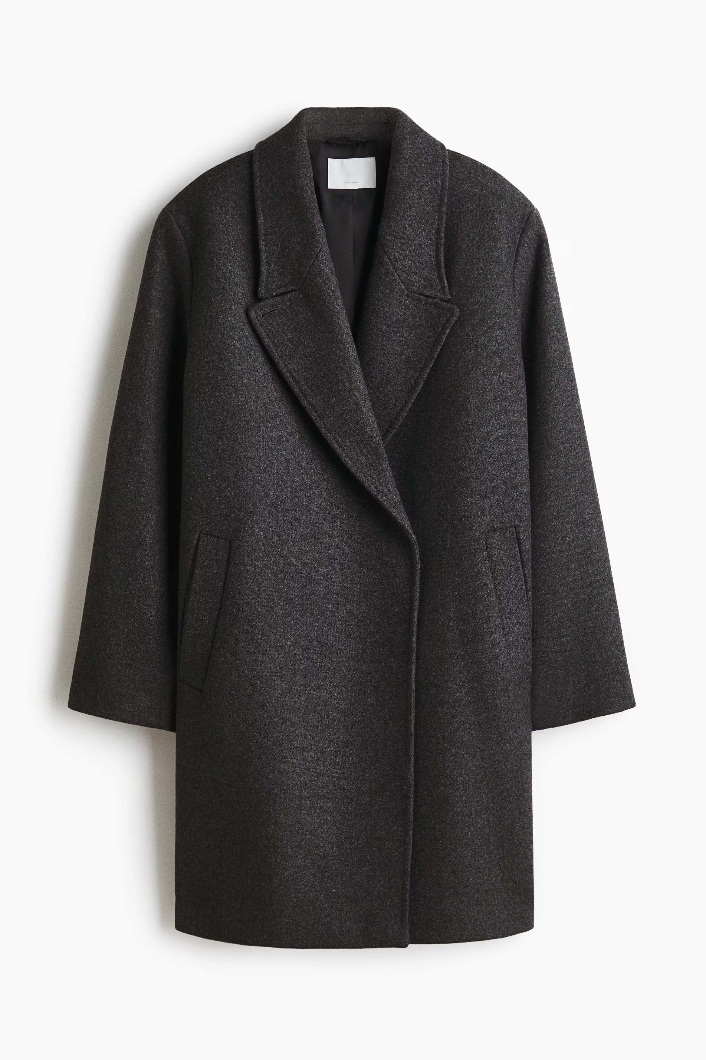 Oversized Wool-Blend Coat - Dark Gray