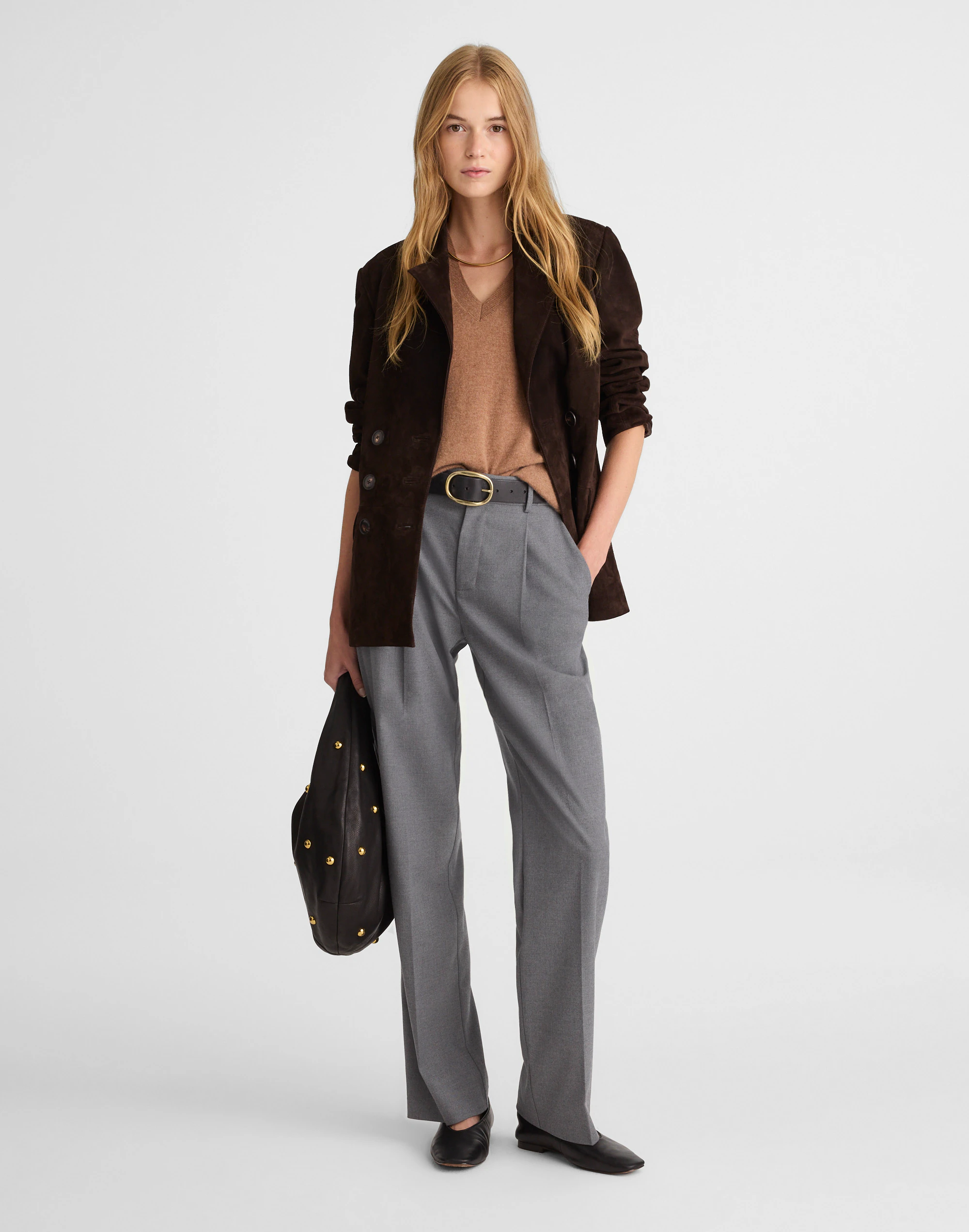 Slouchy Straight Pants in Brushed Twill