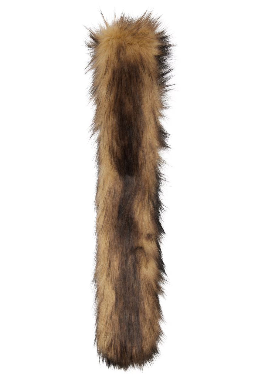 Brown &amp;amp; Beige Slim Faux Fur Scarf