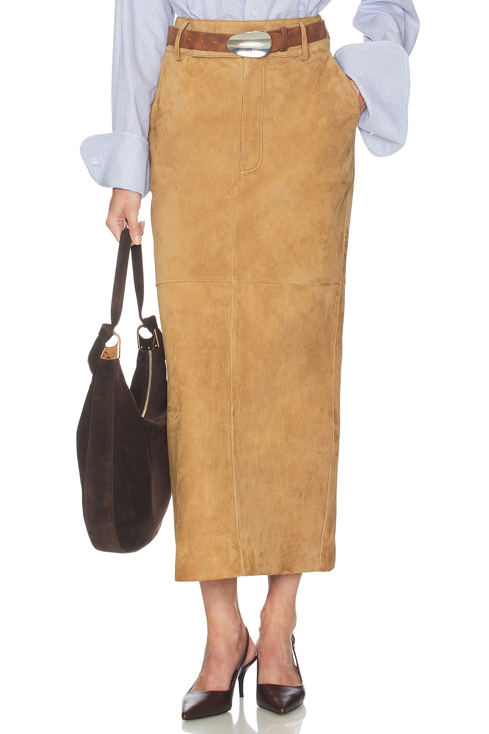 Suede Column Skirt