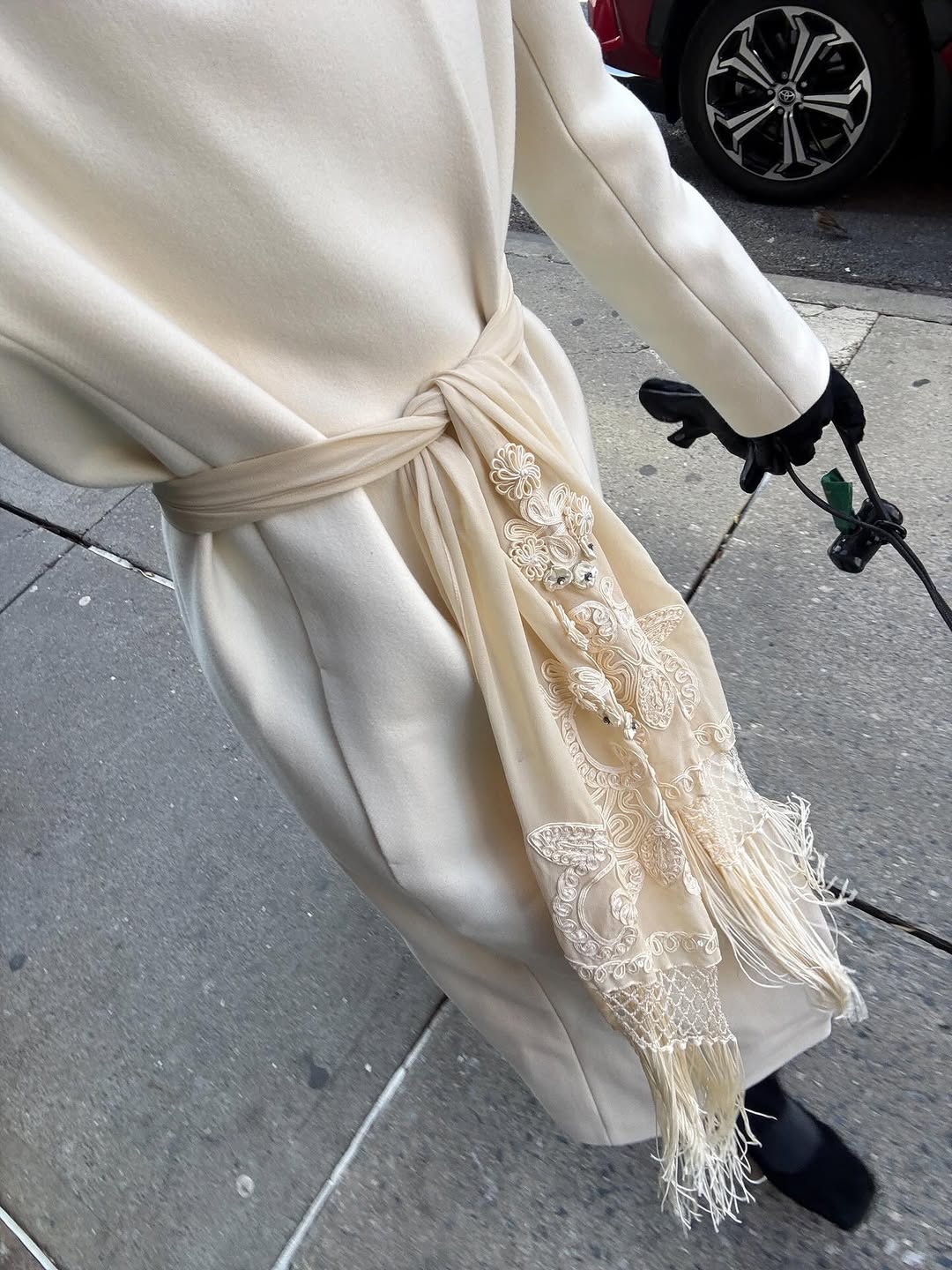 woman wearing cream coat outfit 2026