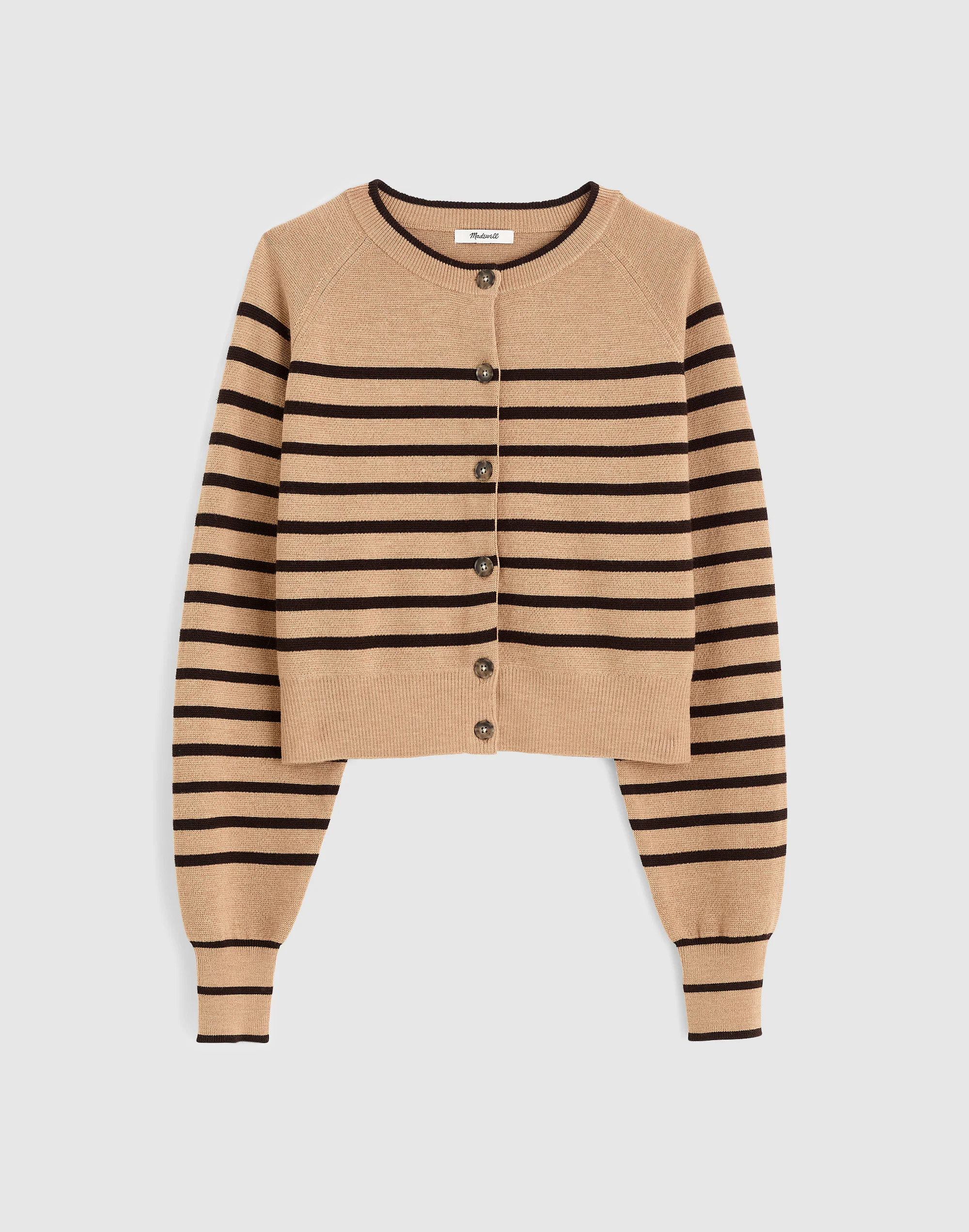 Raglan-Sleeve Cropped Cardigan in Merino Wool