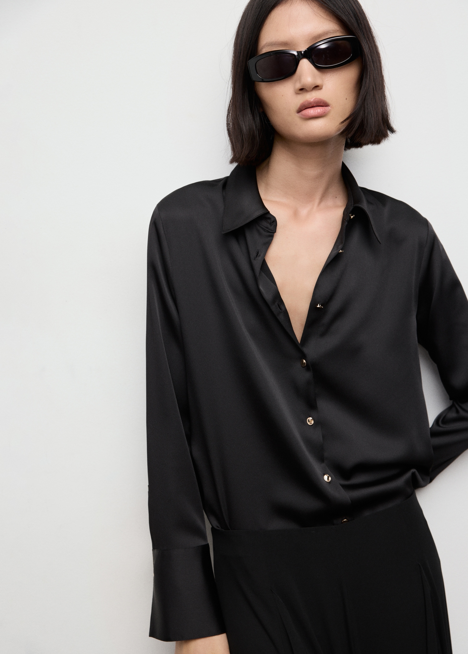 Satin Finish Flowy Shirt - Women | Mango Usa