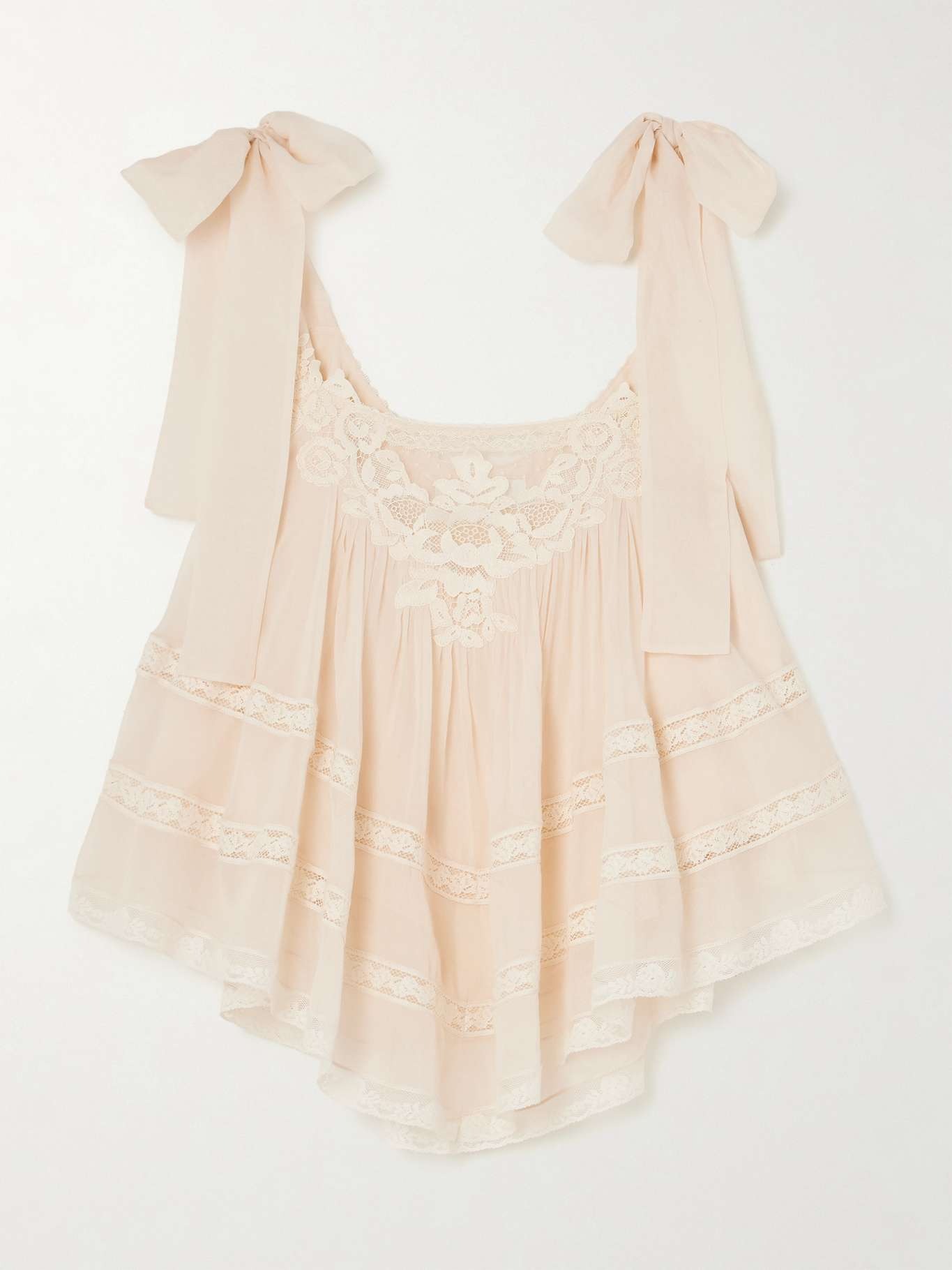 Zimmermann, Awaken cropped lace-trimmed cotton and silk-blend top