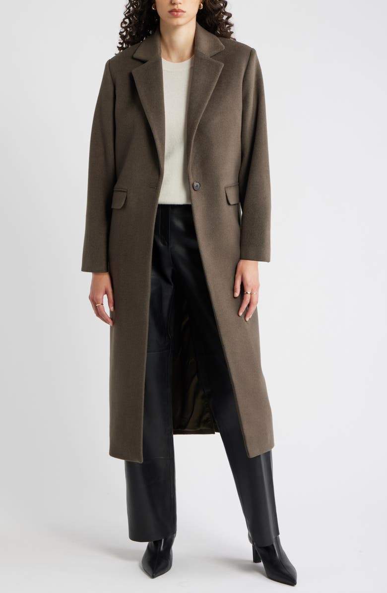 One-Button Wool Blend Coat