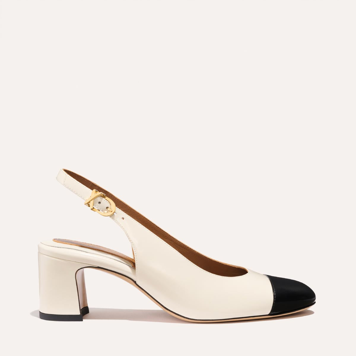 The Cluny Slingback - Cream and Black Calf