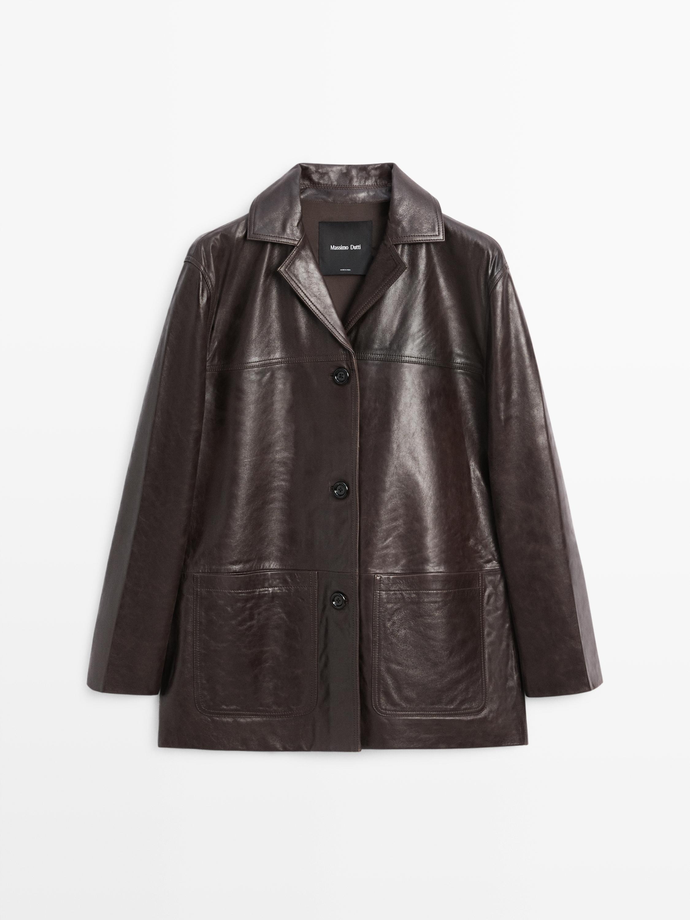 Massimo Dutti, Nappa Leather Blazer With Buttons