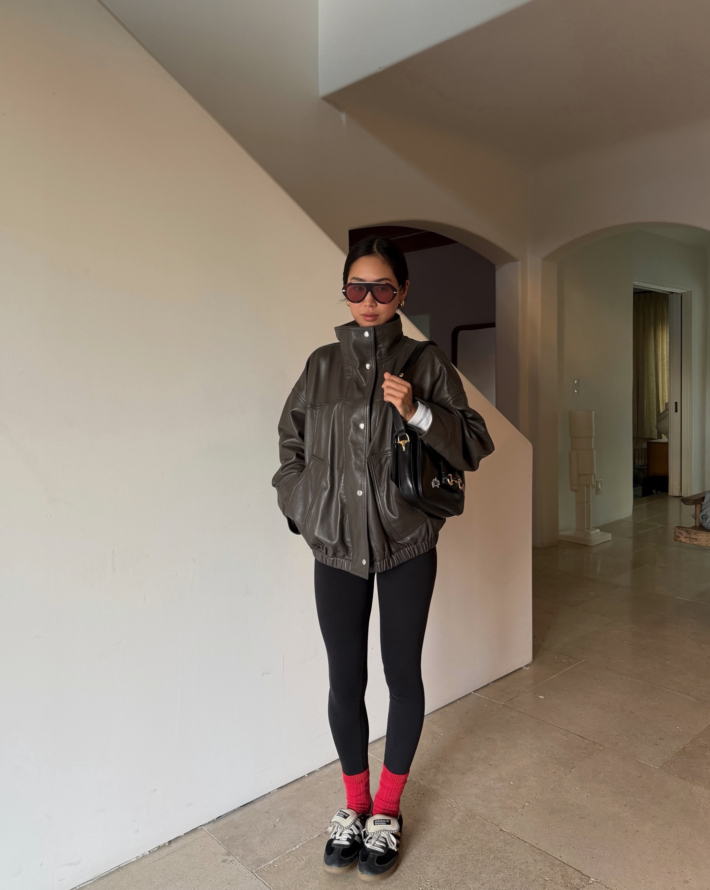 @aimeesong in the winter legging outfit trend.